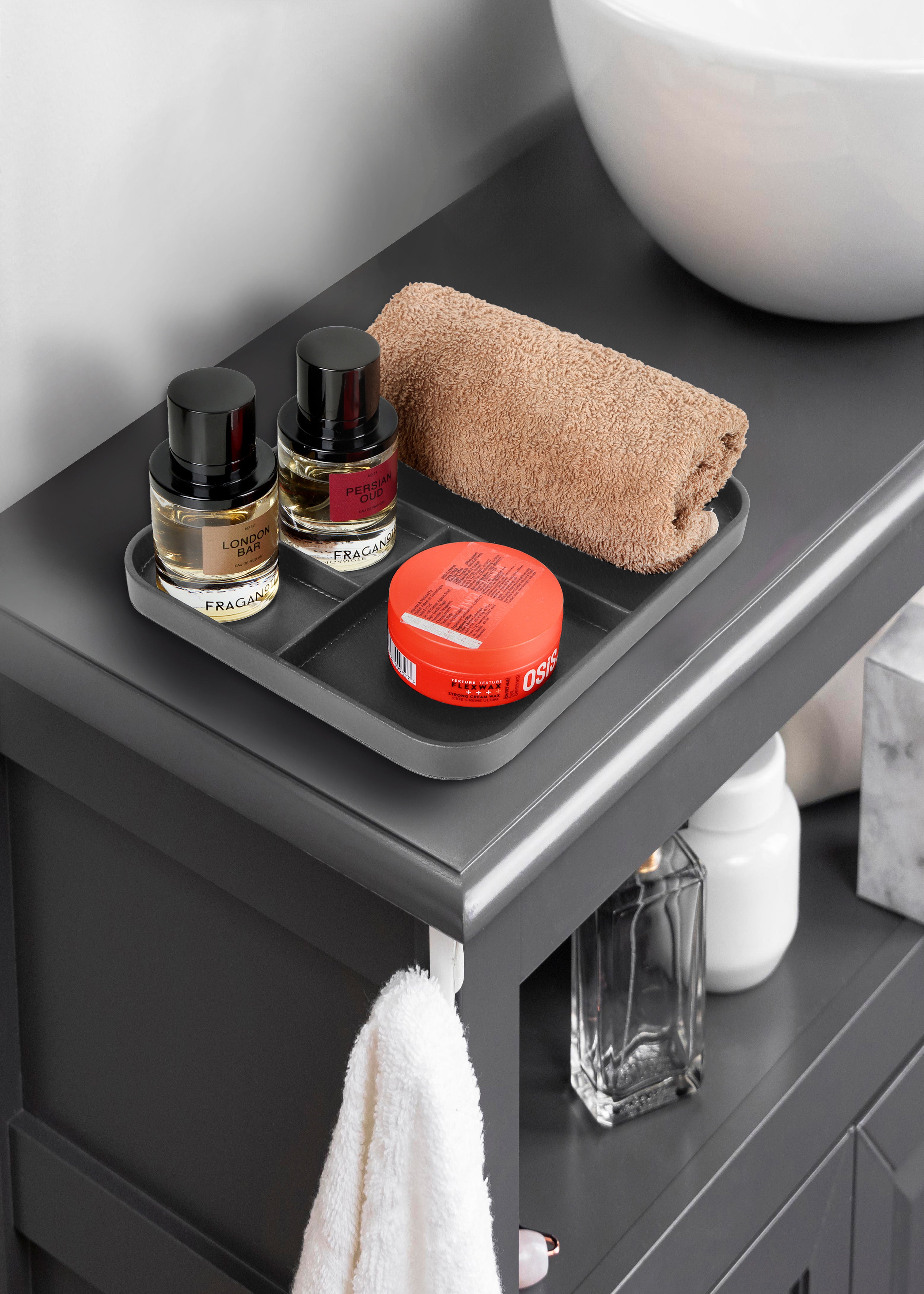 V-CUBE Designs Premium Vegan Leather Valet Tray - Grey