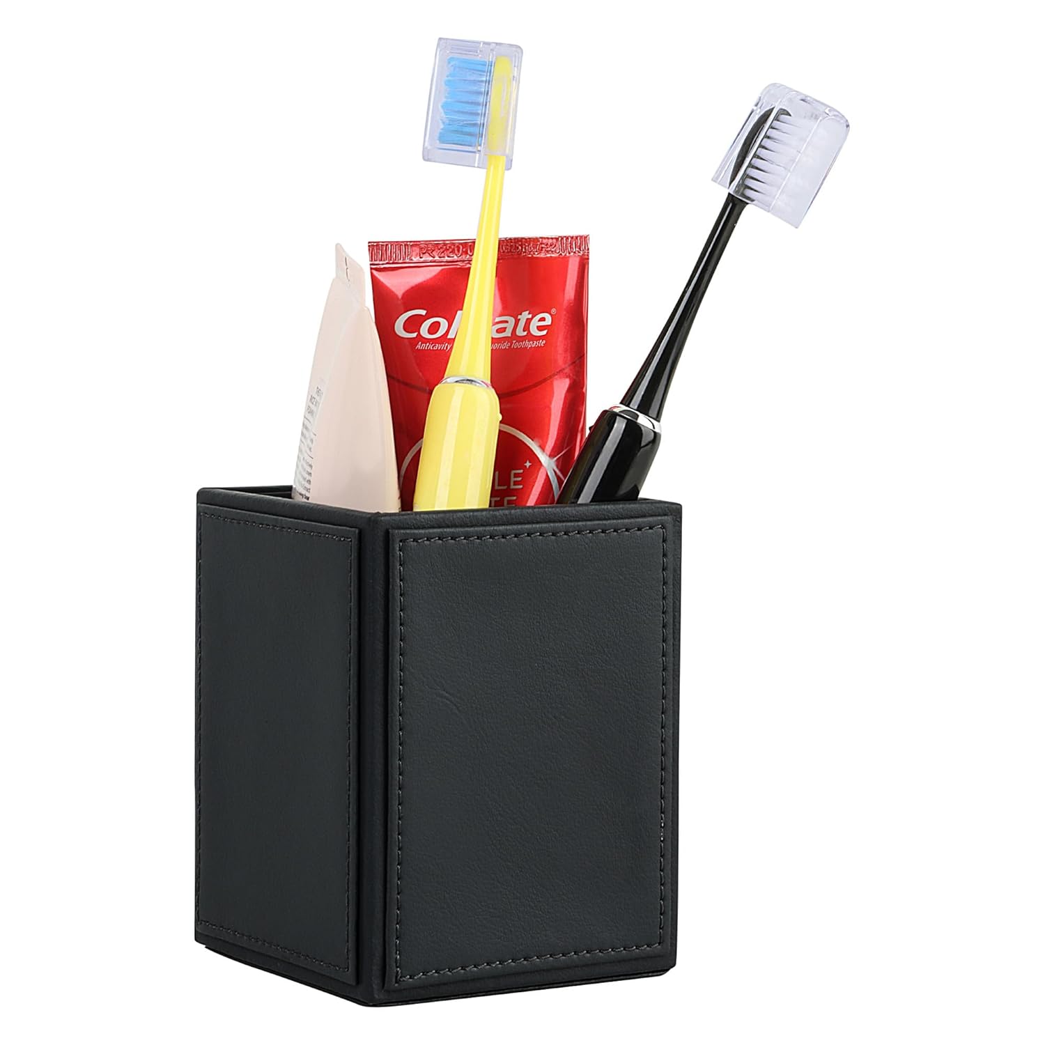 V-CUBE DESIGNS Premium Vegan Leather Cutlery Holder Black