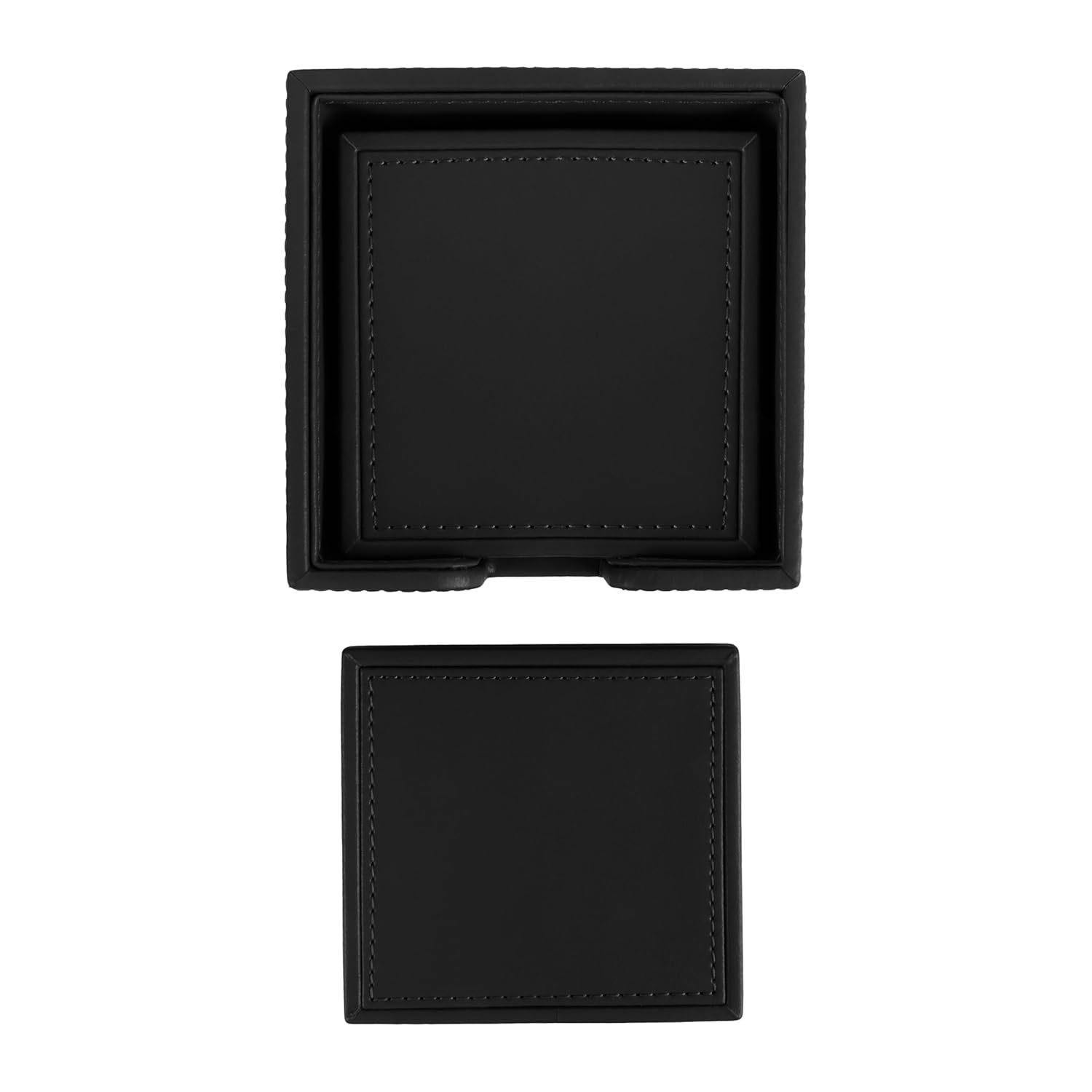 V-CUBE DESIGNS Premium Vegan Leather Coasters Black