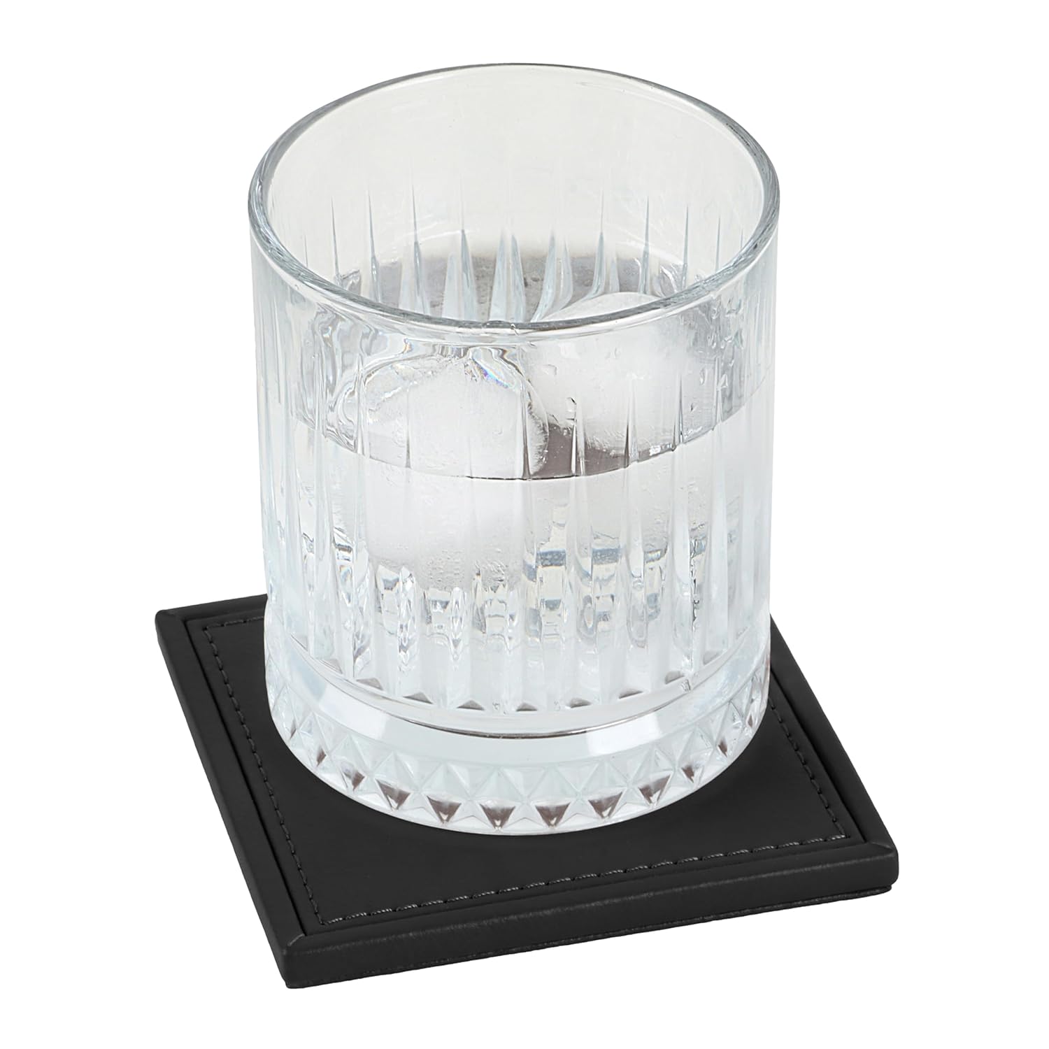 V-CUBE DESIGNS Premium Vegan Leather Coasters Black