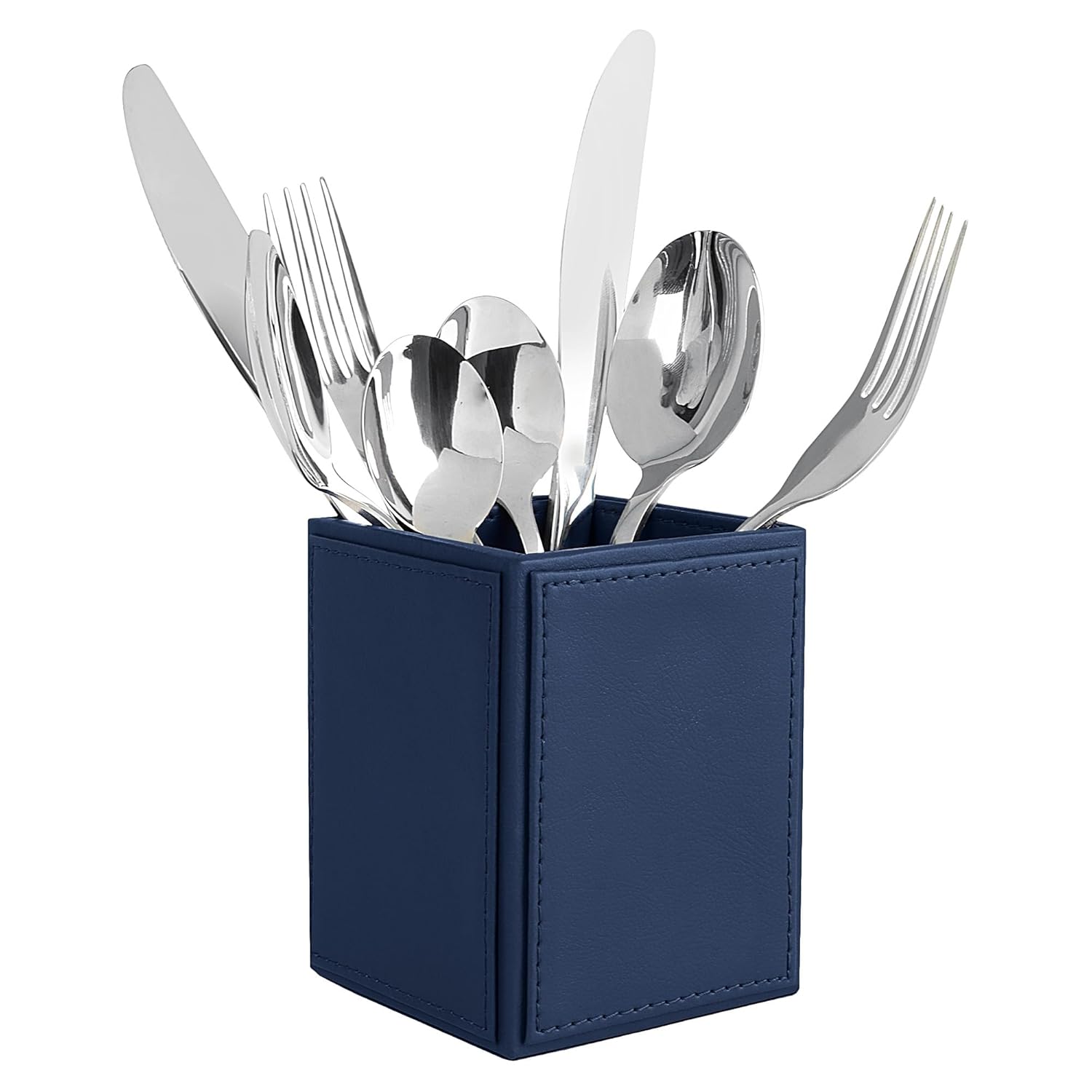V-CUBE DESIGNS Premium Vegan Leather Cutlery Holder Navy Blue