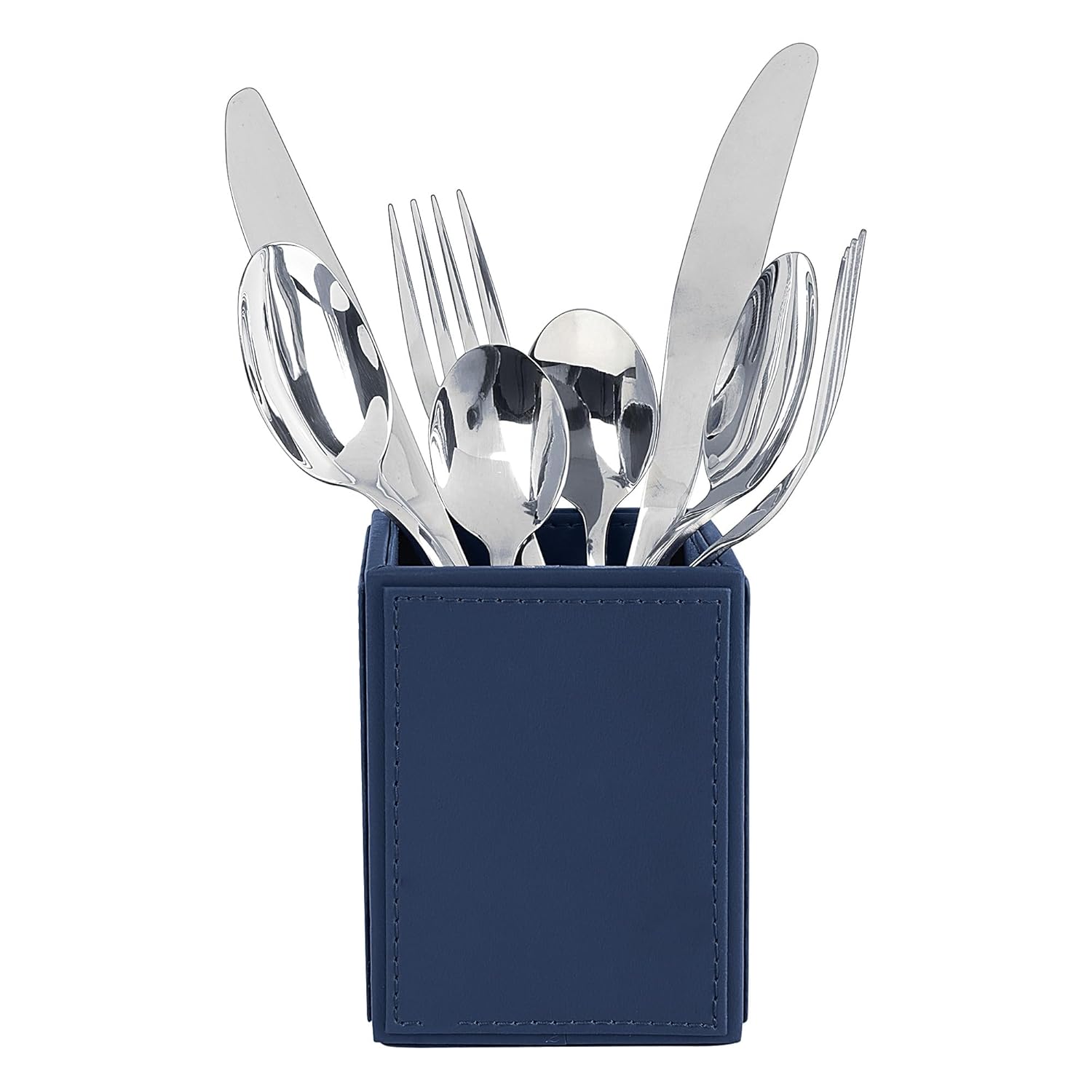 V-CUBE DESIGNS Premium Vegan Leather Cutlery Holder Navy Blue