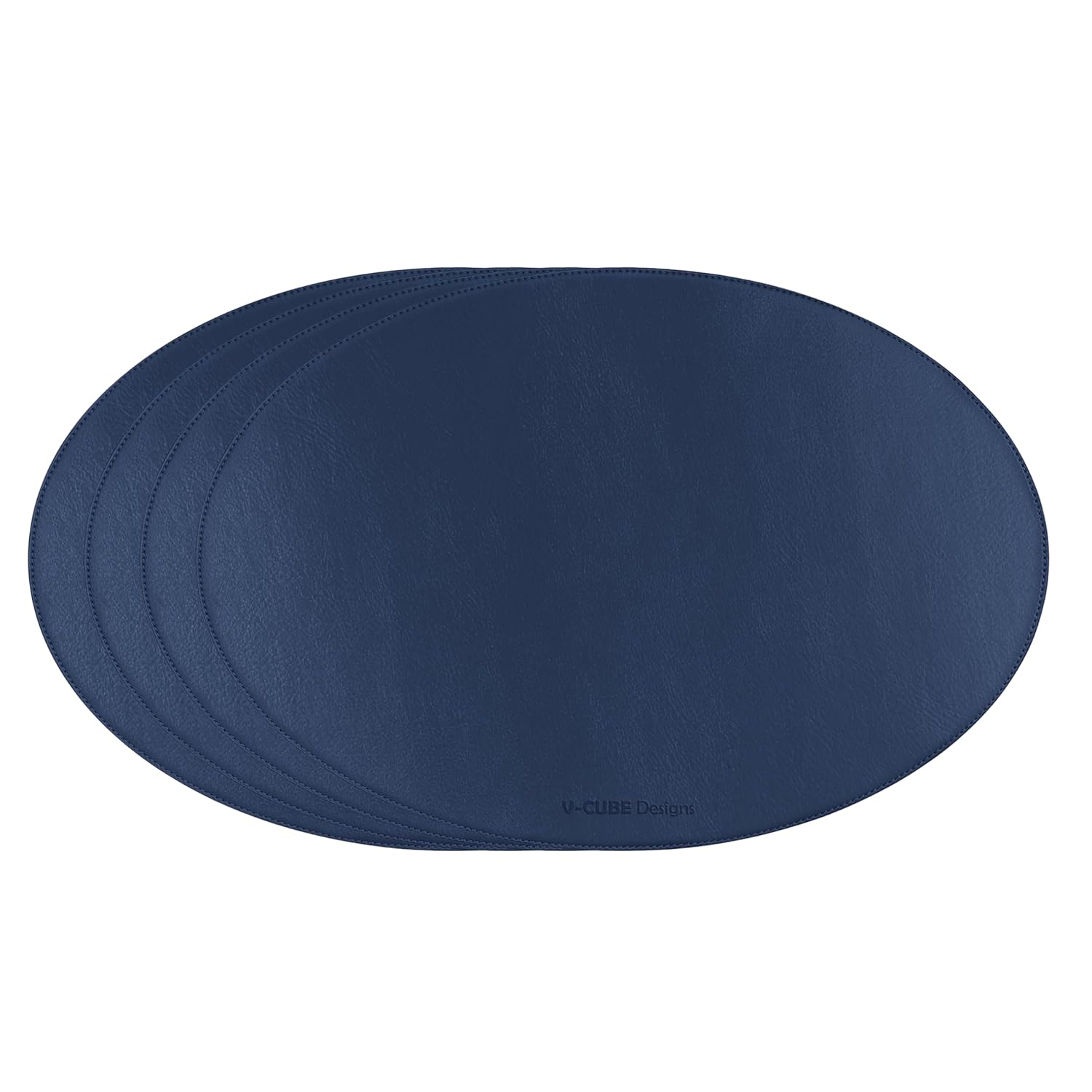 V-CUBE Designs Premium Vegan Leather Dining Table Placemats Set of 4 - Navy Blue