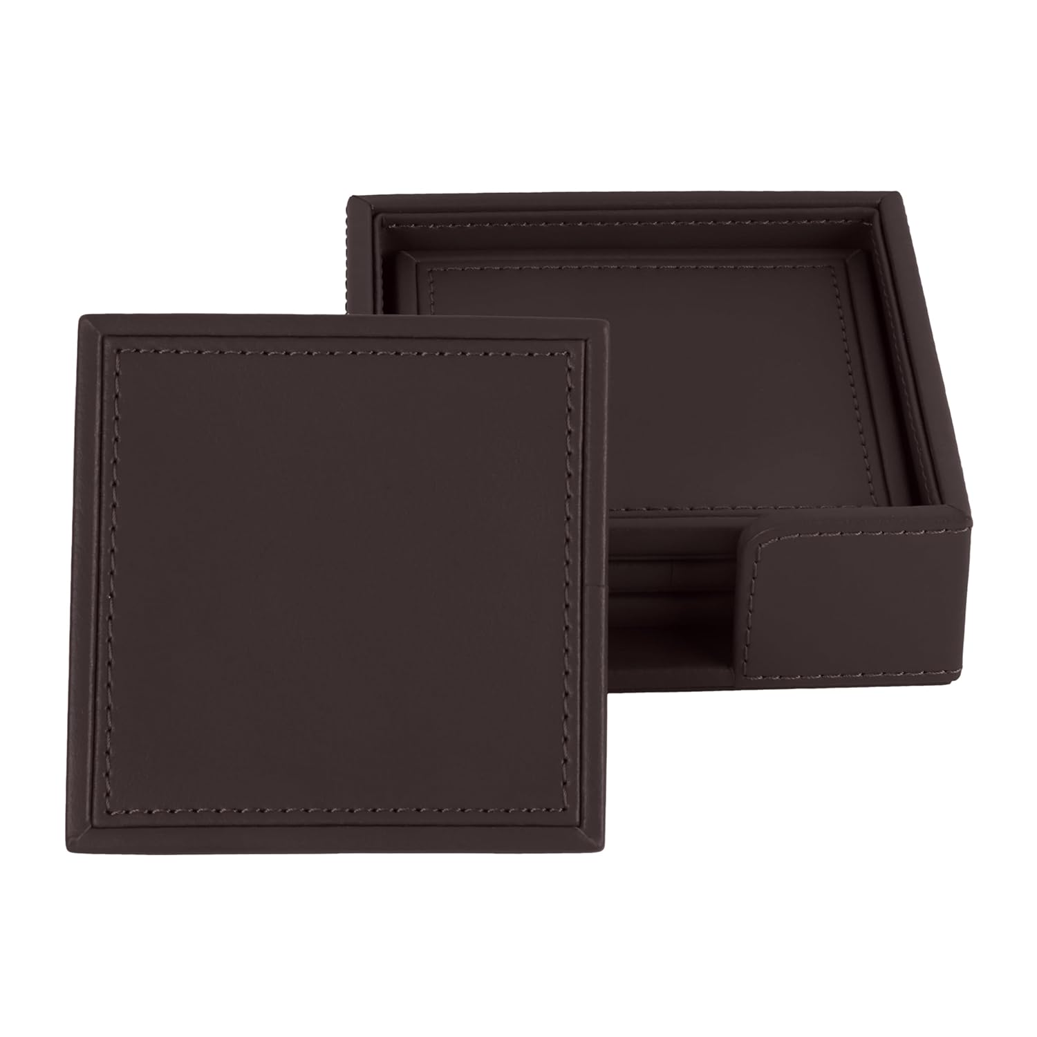 V-CUBE DESIGNS Premium Vegan Leather Coasters Brown