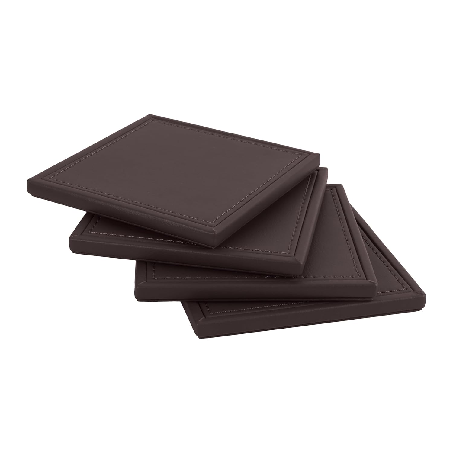 V-CUBE DESIGNS Premium Vegan Leather Coasters Brown