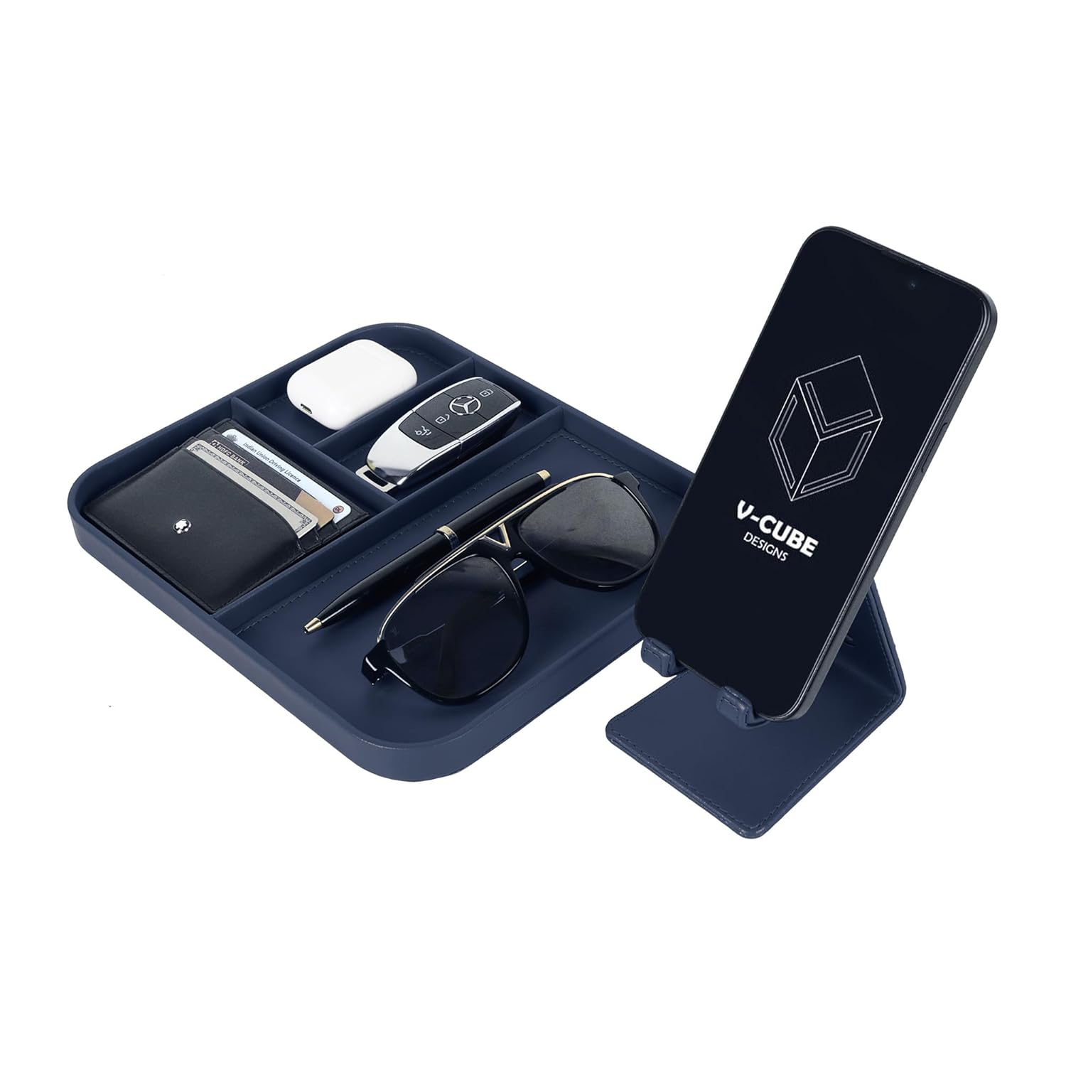 V-CUBE Designs Premium Vegan Leather OFFICE / HOME EXECUTIVE SET OF 6 Navy Blue