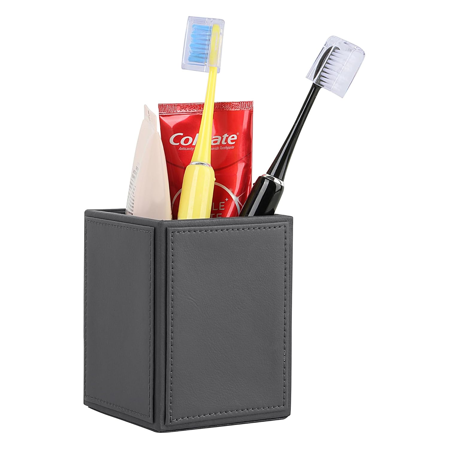 V-CUBE DESIGNS Premium Vegan Leather Cutlery Holder Grey