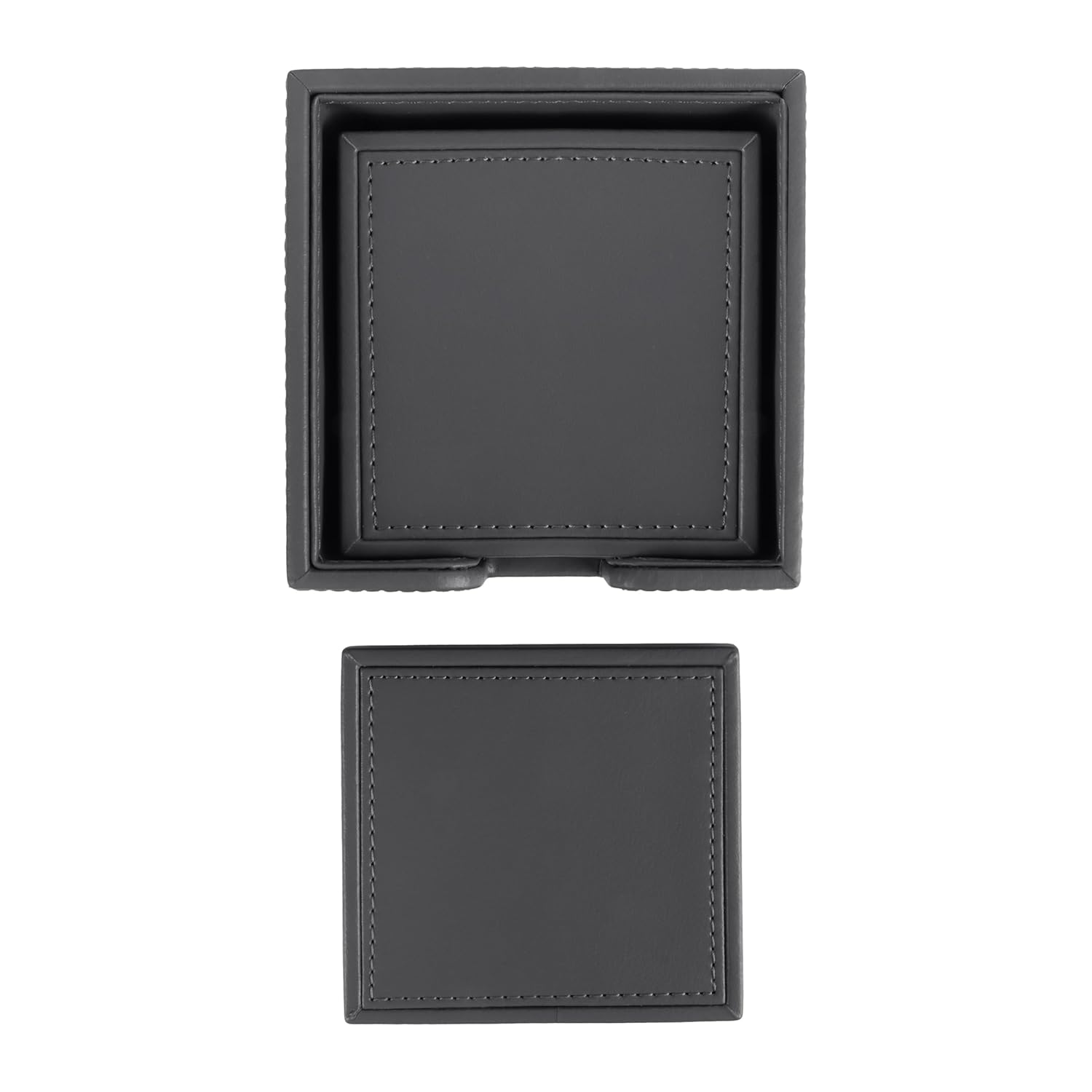 V-CUBE DESIGNS Premium Vegan Leather Coasters Grey