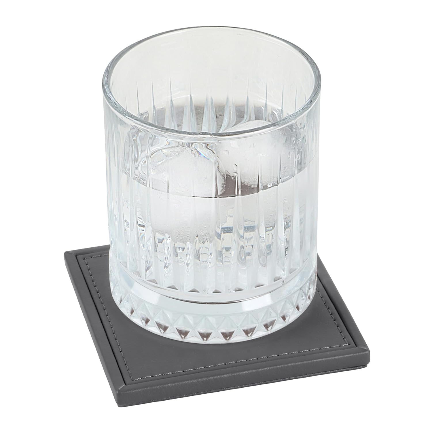 V-CUBE DESIGNS Premium Vegan Leather Coasters Grey