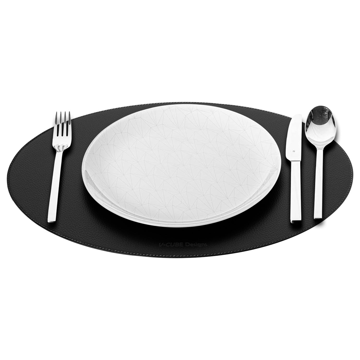 V-CUBE Designs Premium Vegan Leather Dining Table Placemats Set of 4 - Black