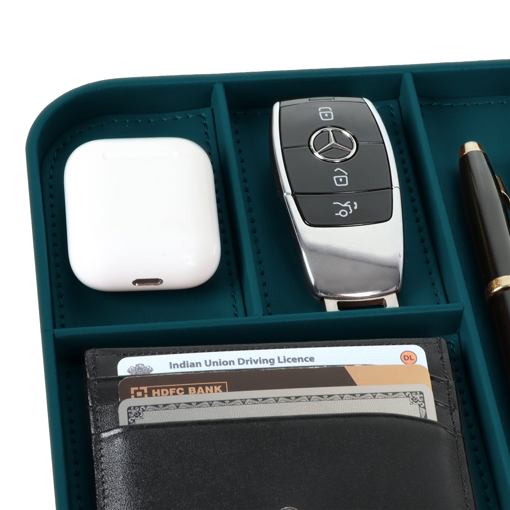 V-CUBE Designs Premium Vegan Leather Valet Tray (20x24 CM) - Teal