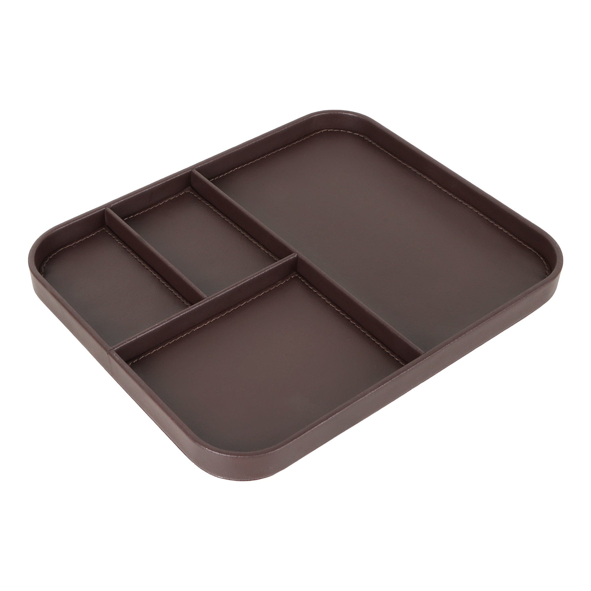 V-CUBE Designs Premium Vegan Leather Valet Tray - Brown