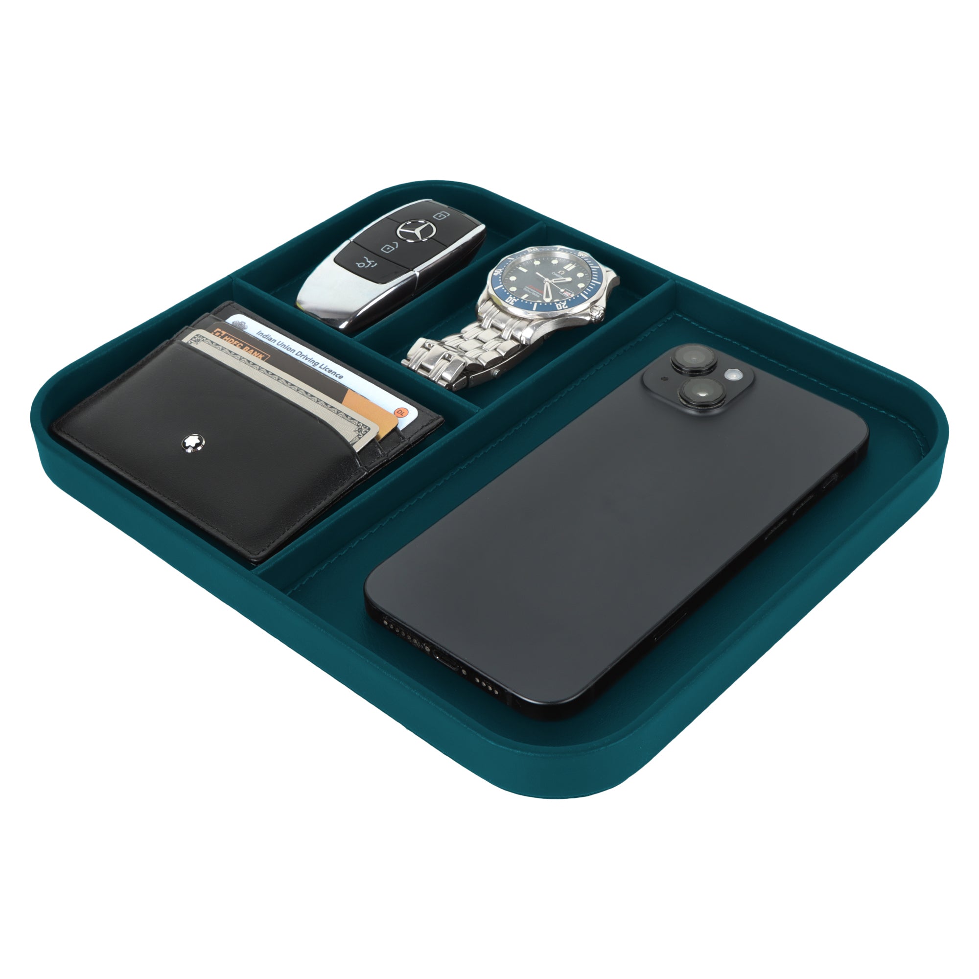 V-CUBE Designs Premium Vegan Leather Valet Tray (20x24 CM) - Teal