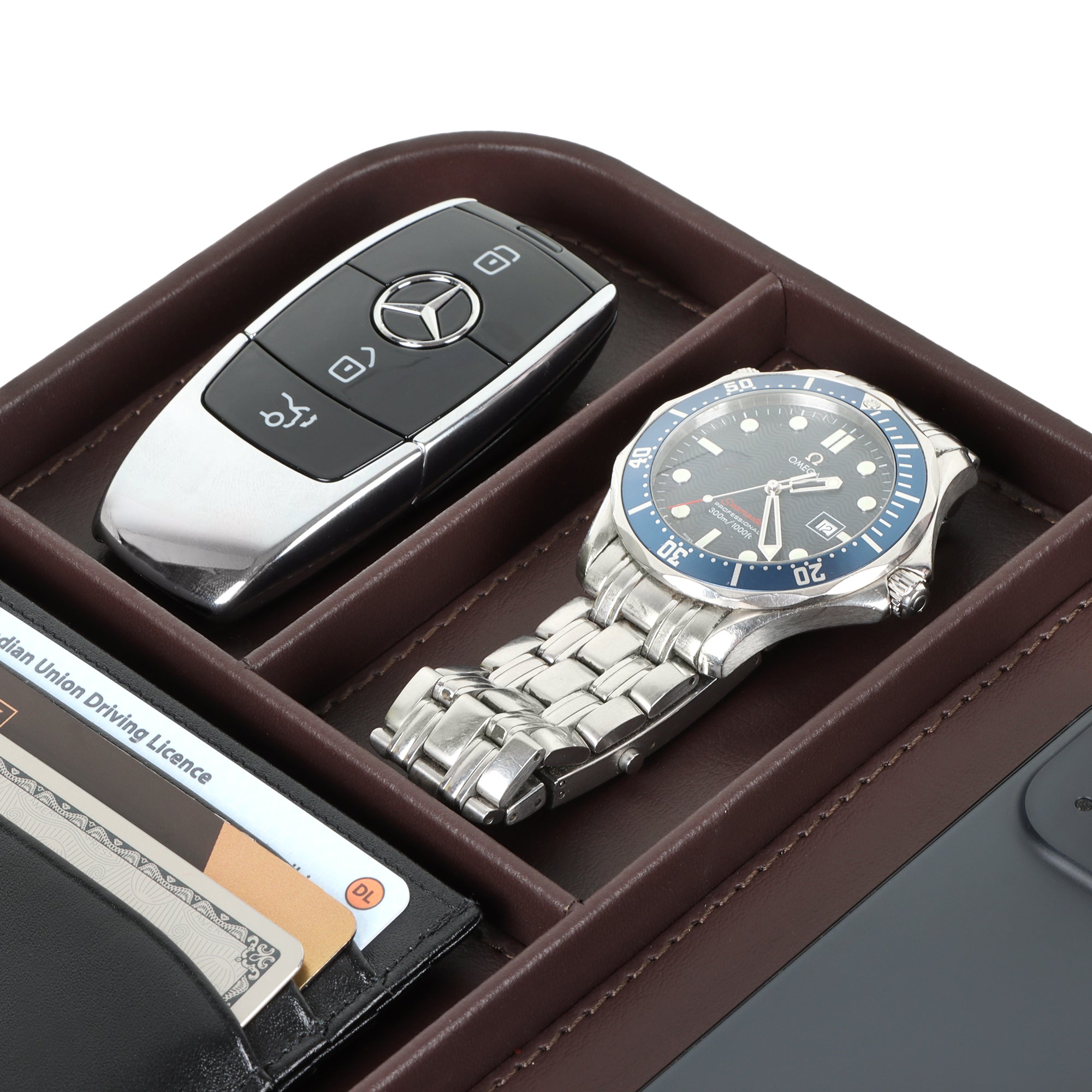 V-CUBE Designs Premium Vegan Leather Valet Tray - Brown