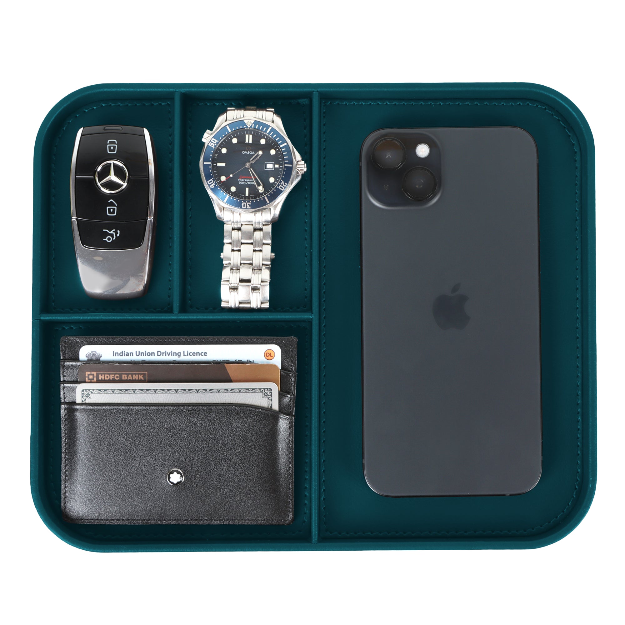 V-CUBE Designs Premium Vegan Leather Valet Tray (20x24 CM) - Teal