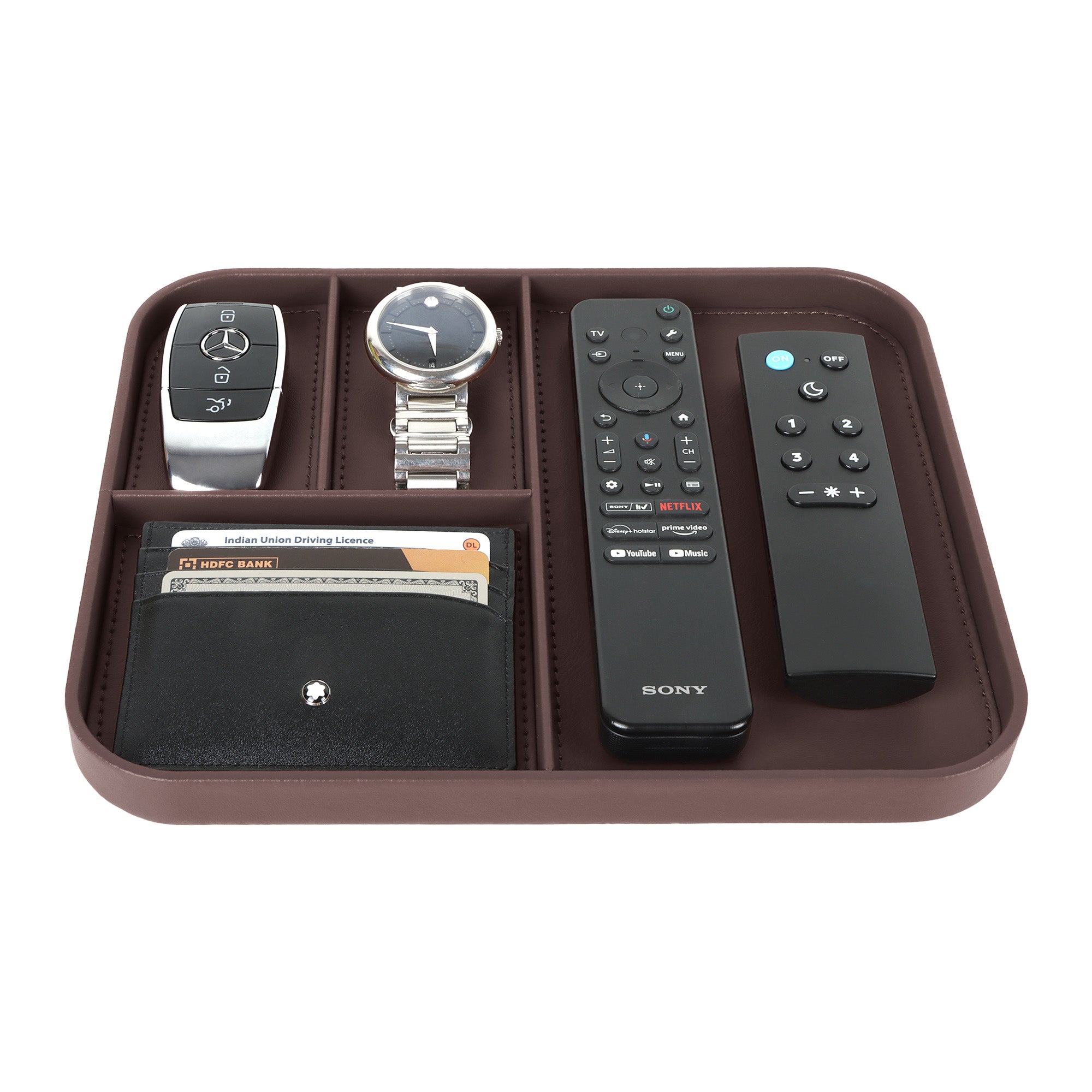 V-CUBE Designs Premium Vegan Leather Valet Tray - Brown