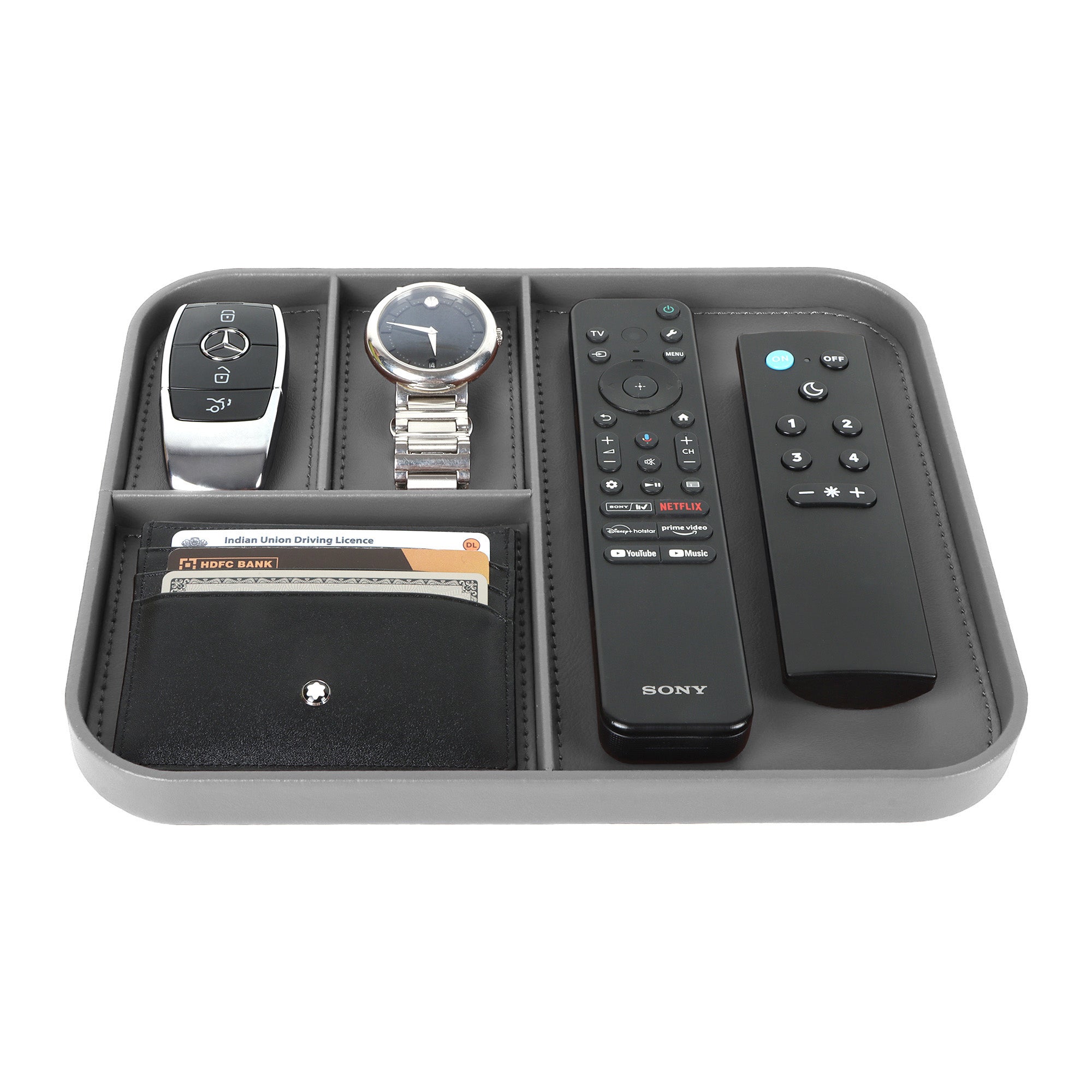 V-CUBE Designs Premium Vegan Leather Valet Tray - Grey