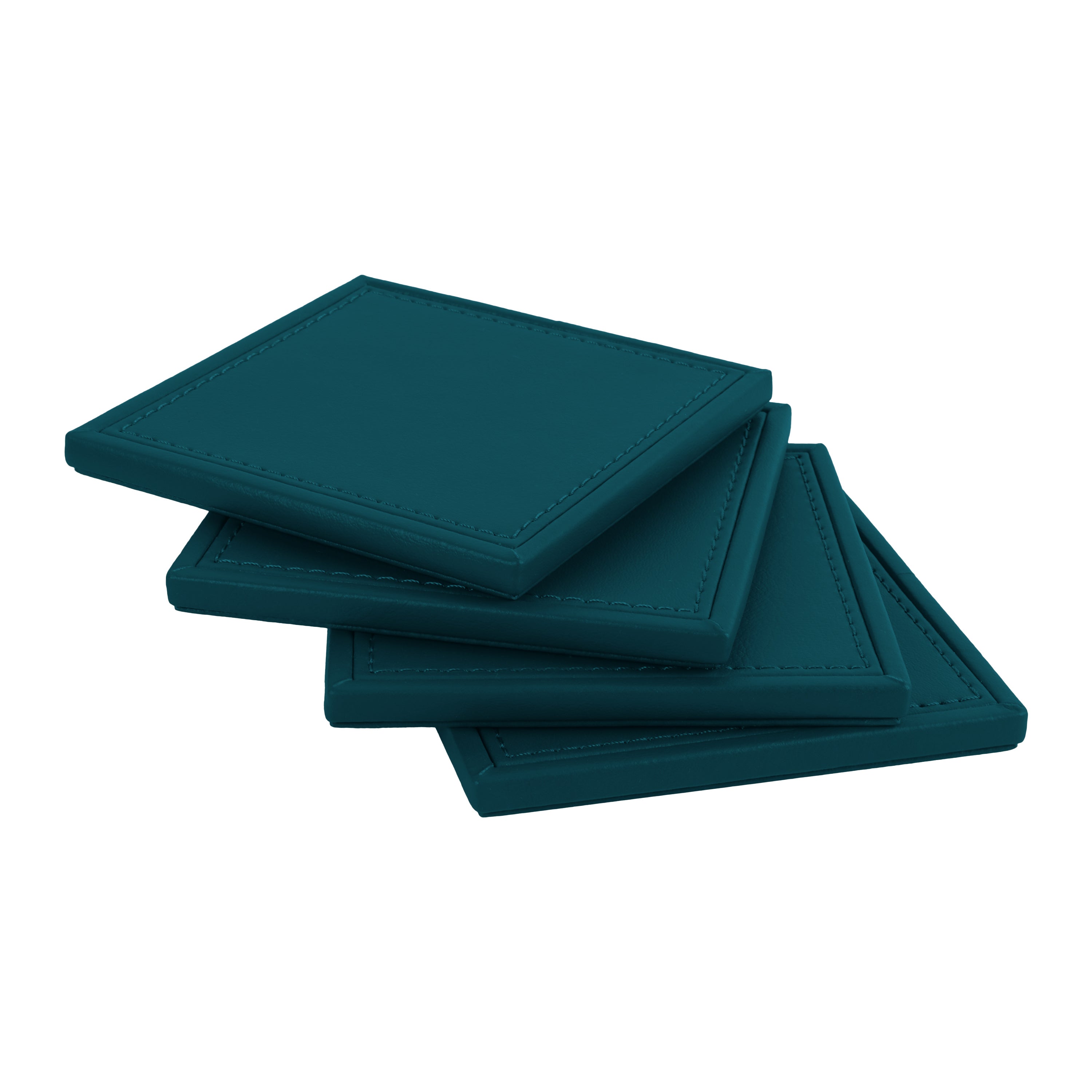 V-CUBE DESIGNS Premium Vegan Leather Coasters Deep Teal