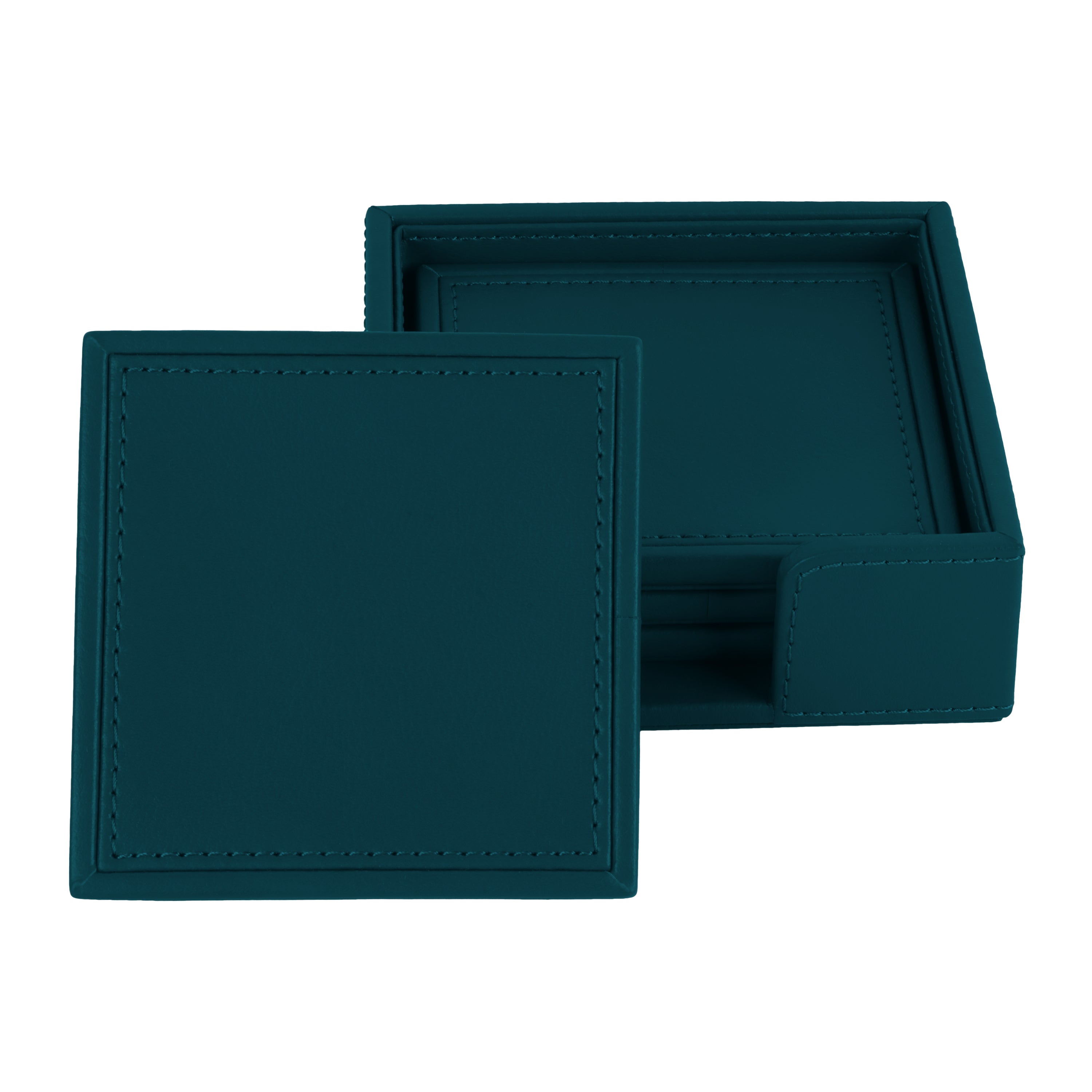 V-CUBE DESIGNS Premium Vegan Leather Coasters Deep Teal