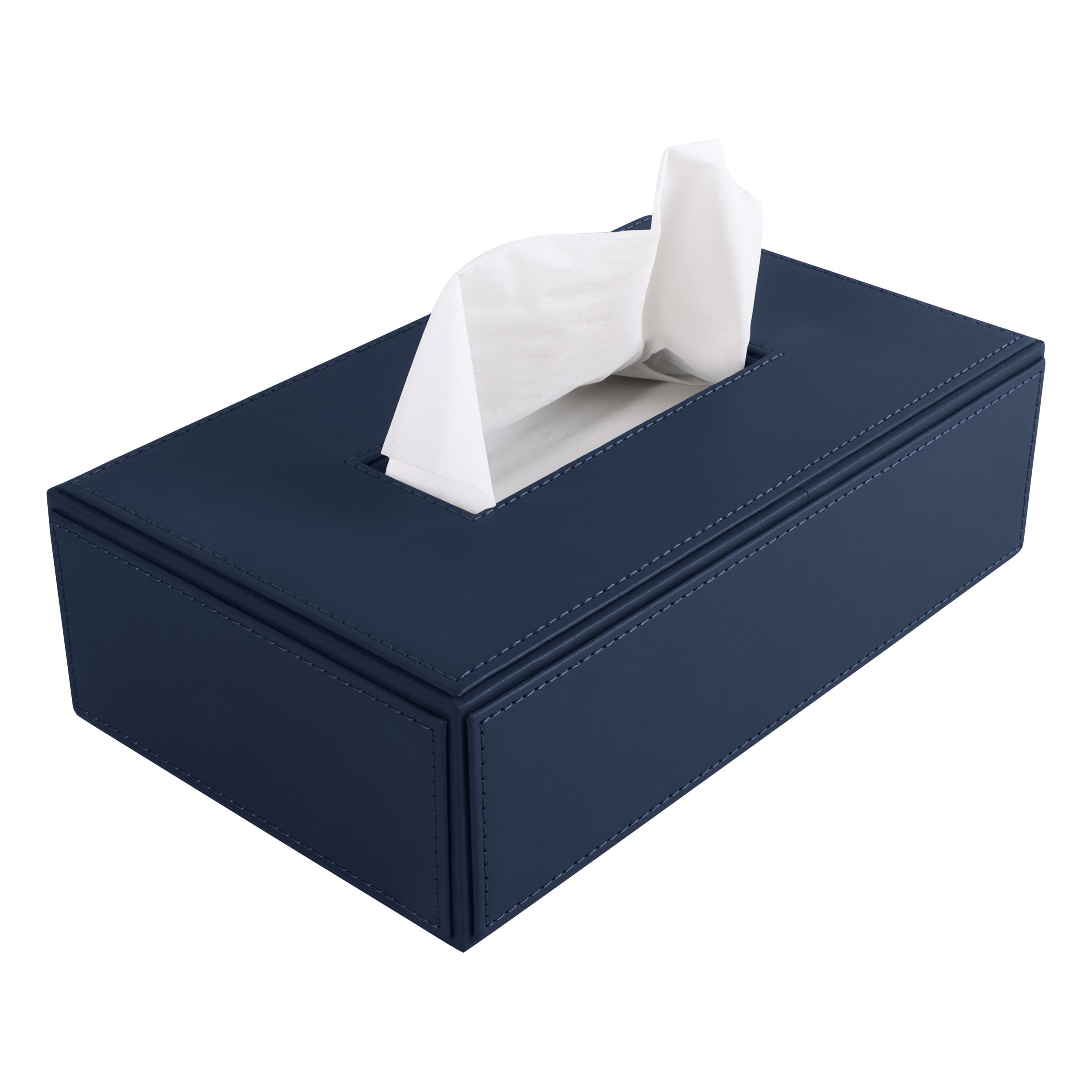 V-CUBE DESIGNS Premium Vegan Leather Tissue Holder Navy Blue