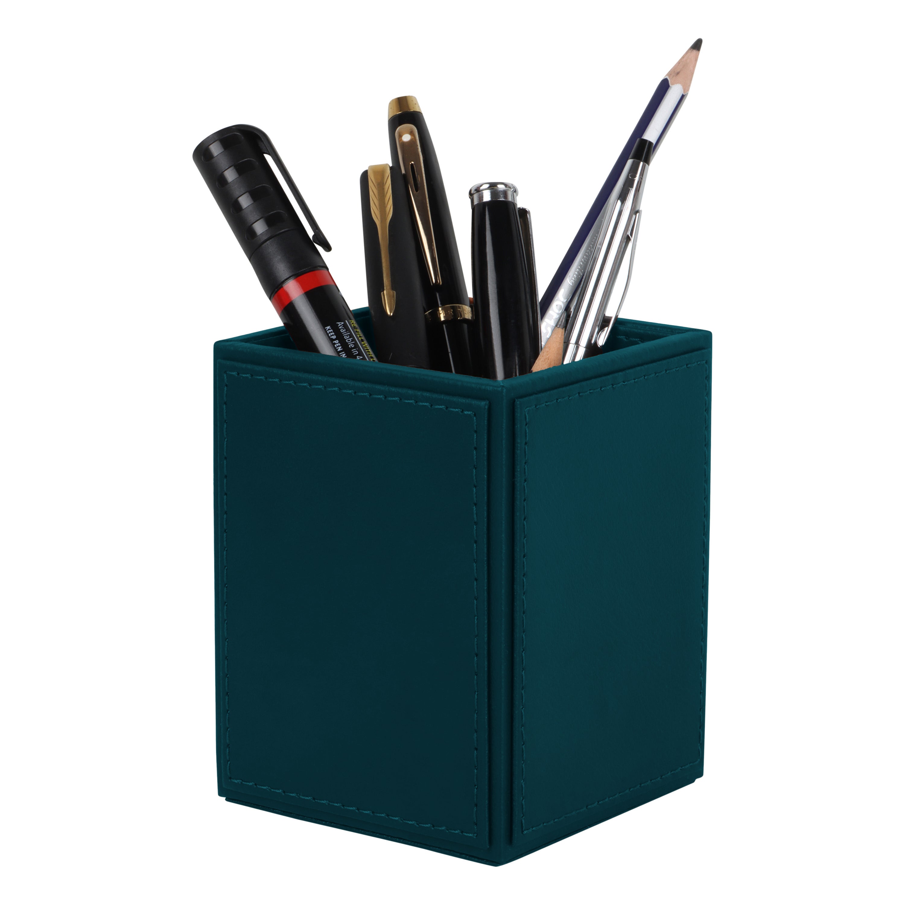 V-CUBE DESIGNS Premium Vegan Leather Pen Holder Deep Teal