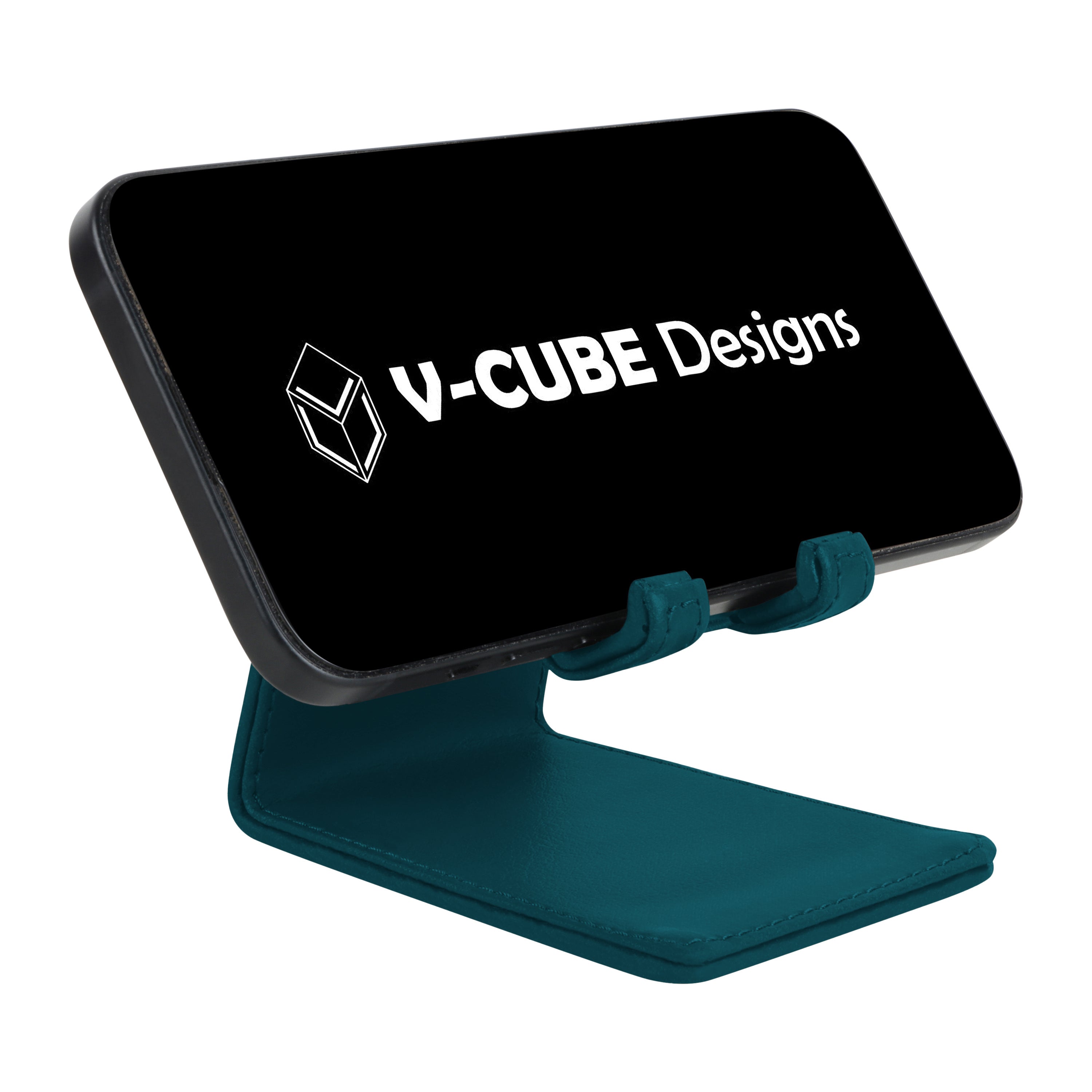 V-CUBE DESIGNS Premium Vegan Leather Mobile Holder Deep Teal