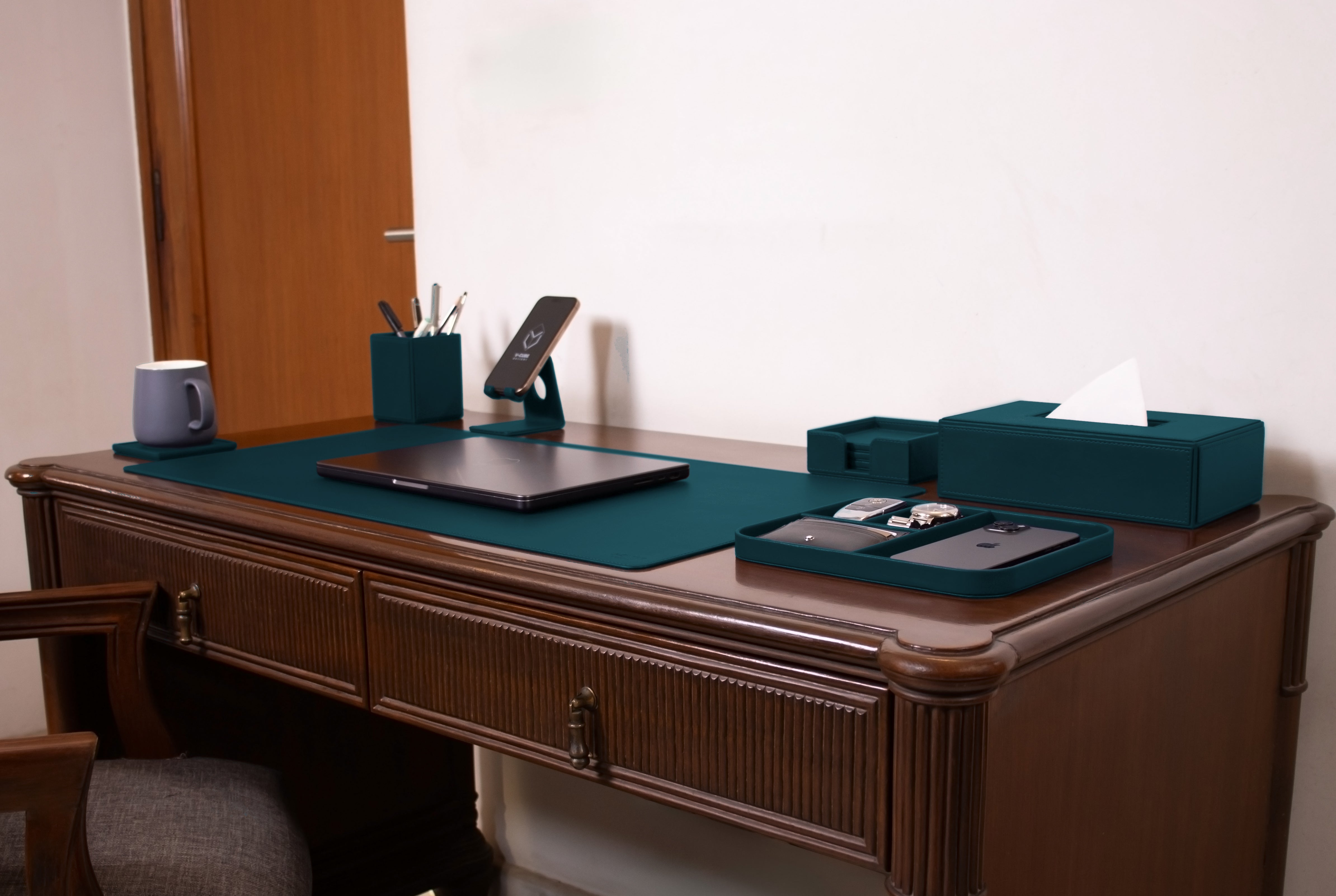 V-CUBE Designs Premium Vegan Leather OFFICE / HOME EXECUTIVE SET OF 6 Deep Teal