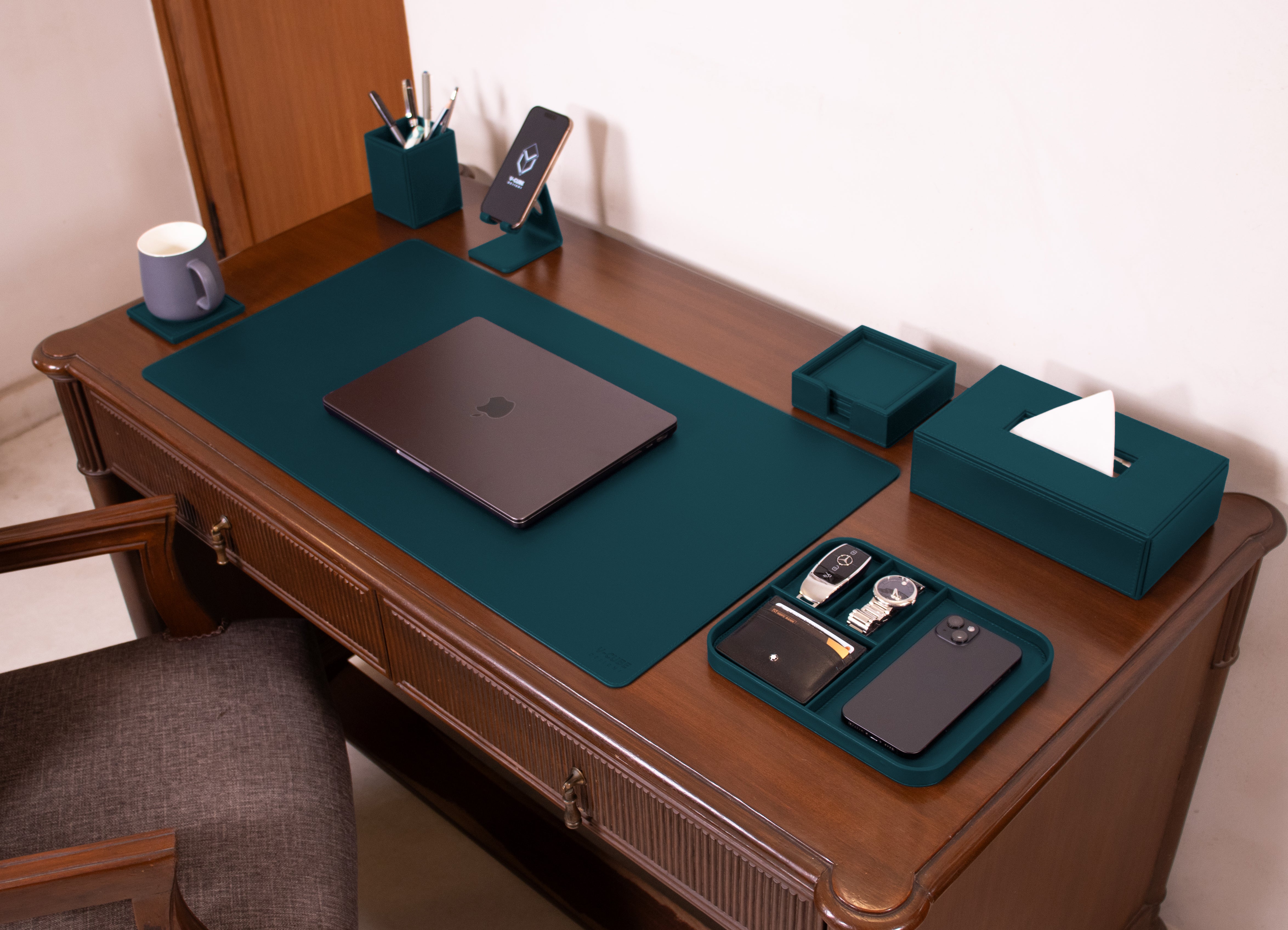V-CUBE Designs Premium Vegan Leather OFFICE / HOME EXECUTIVE SET OF 6 Deep Teal