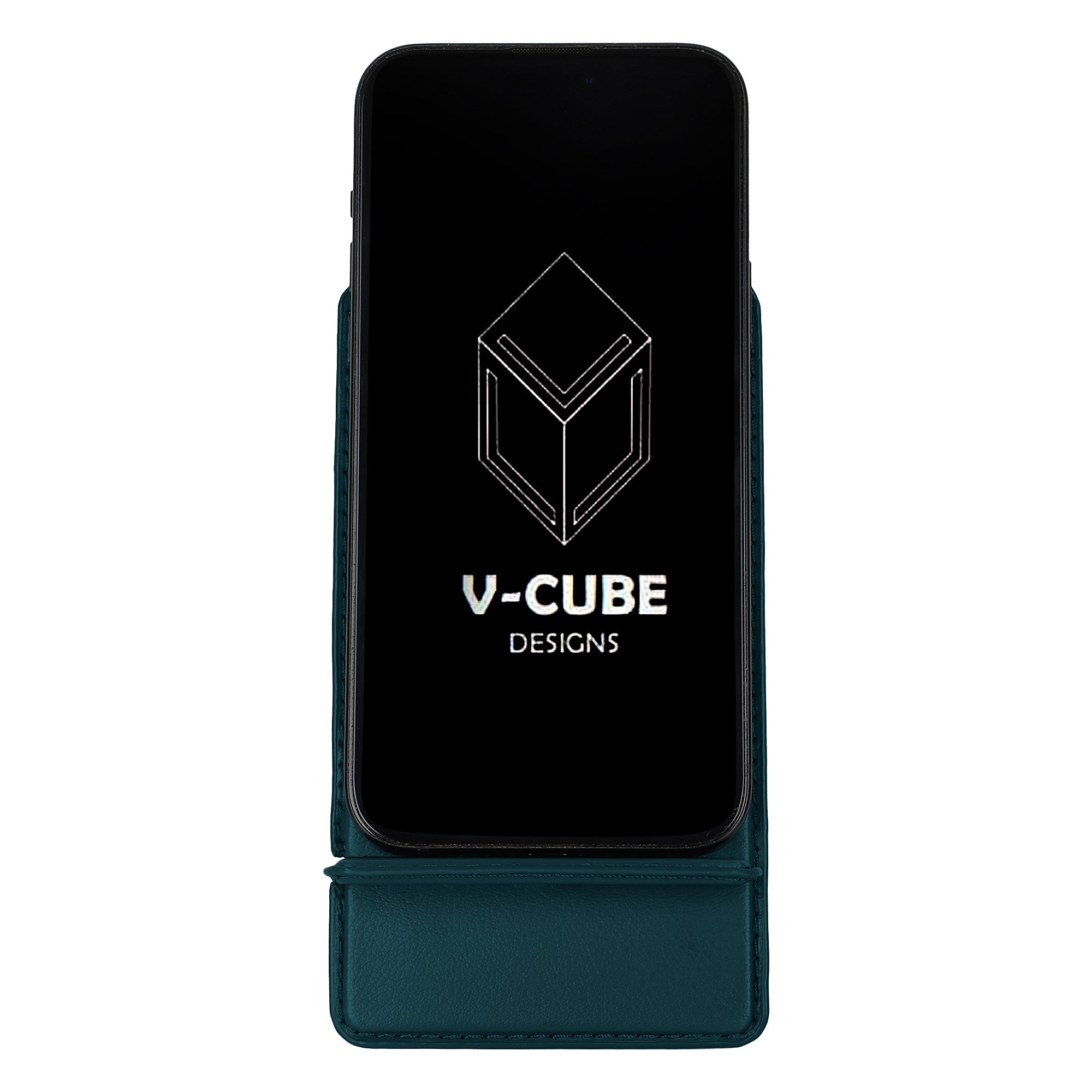 V-CUBE DESIGNS Premium Vegan Leather Universal Travel Mobile Holder - Deep Teal