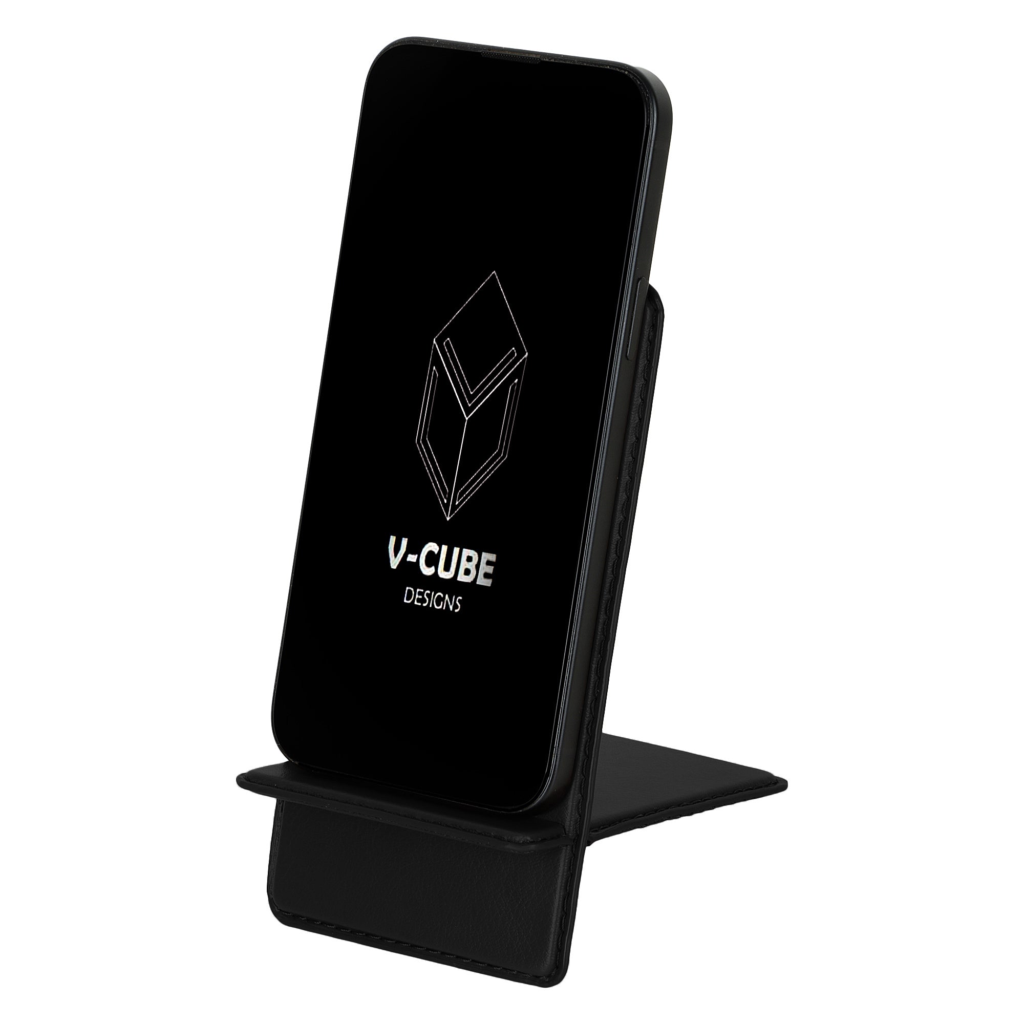 V-CUBE DESIGNS Premium Vegan Leather Universal Travel Mobile Holder -Black