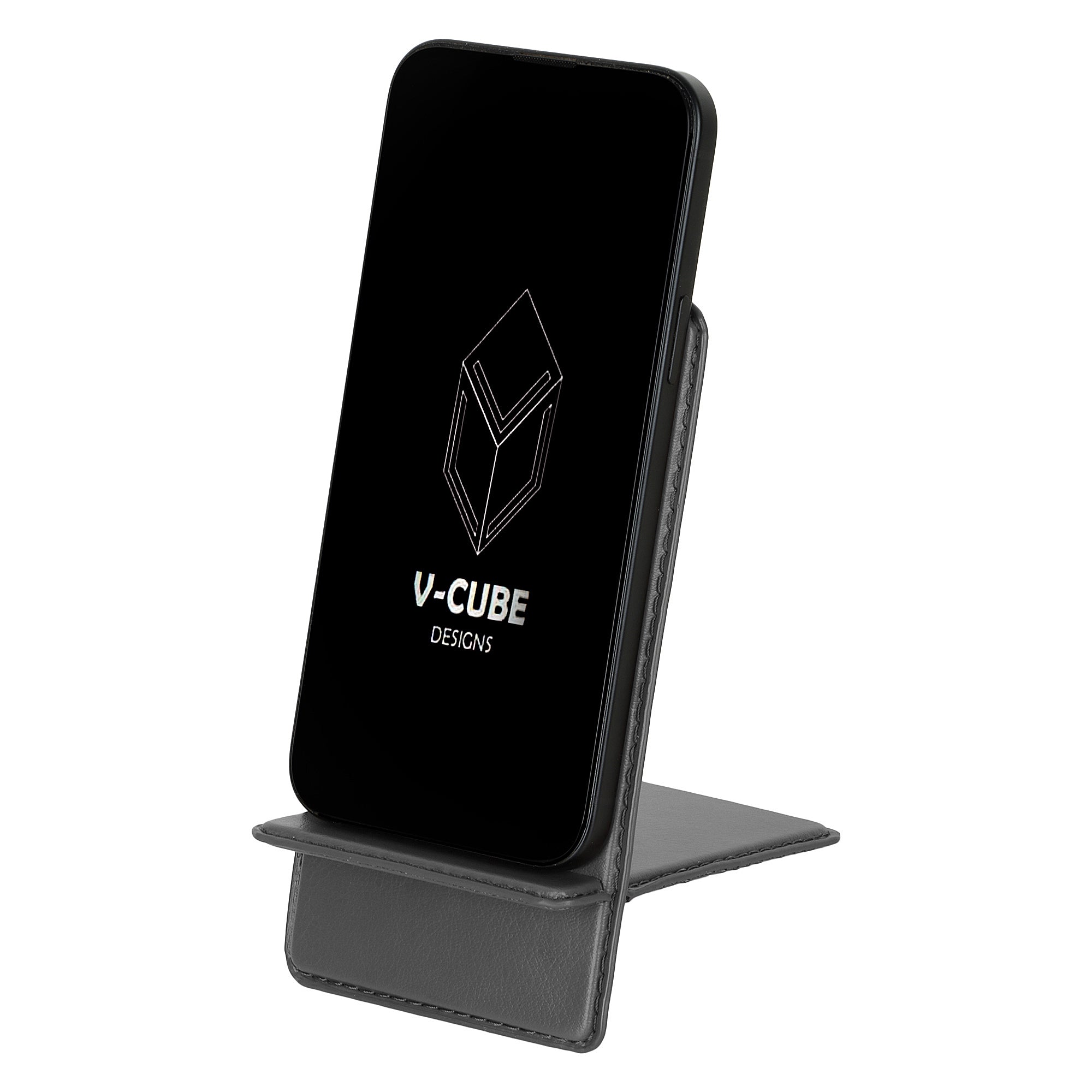 V-CUBE DESIGNS Premium Vegan Leather Universal Travel Mobile Holder -Grey