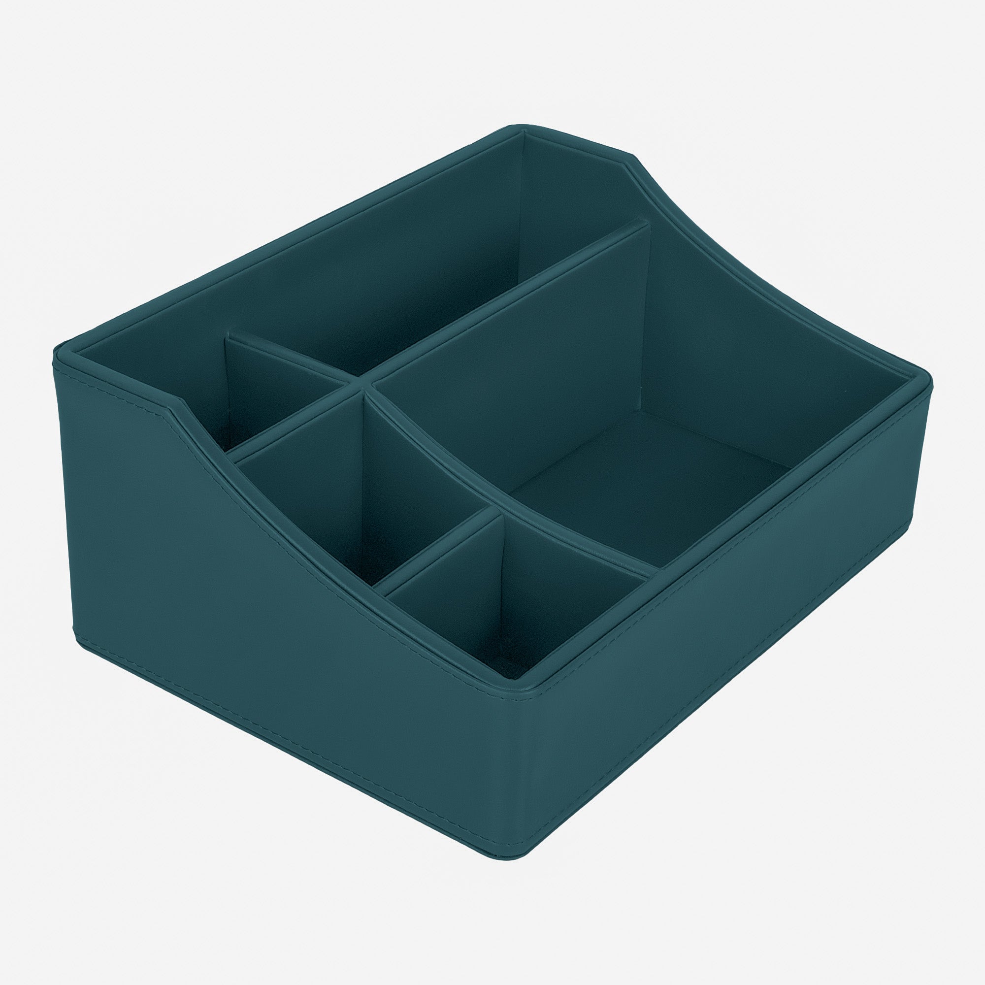 V-CUBE DESIGNS Premium Vegan Leather Desk Organizer - 5 Storage Compartments - Deep Teal