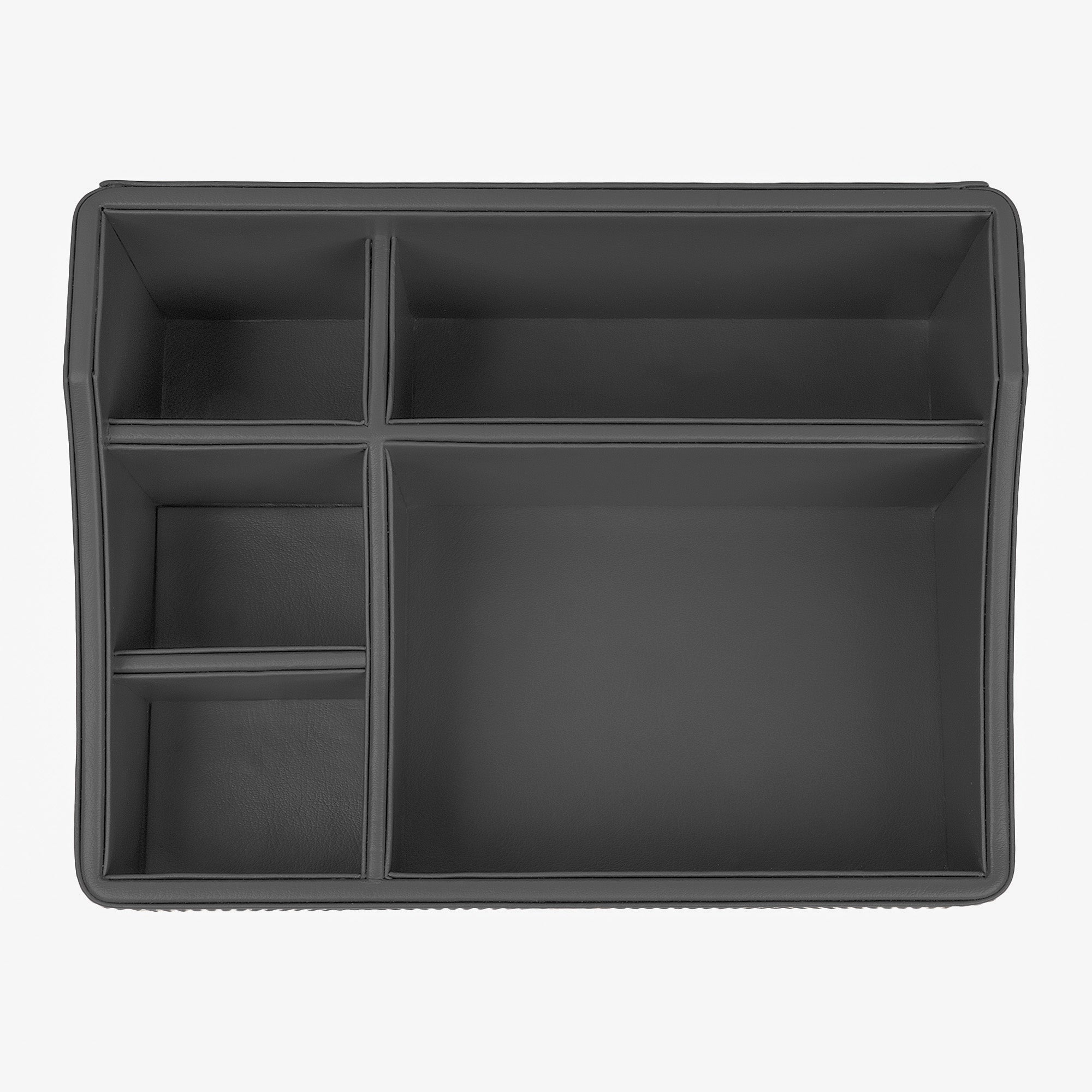 V-CUBE DESIGNS Premium Vegan Leather Desk Organizer - 5 Storage Compartments - Black