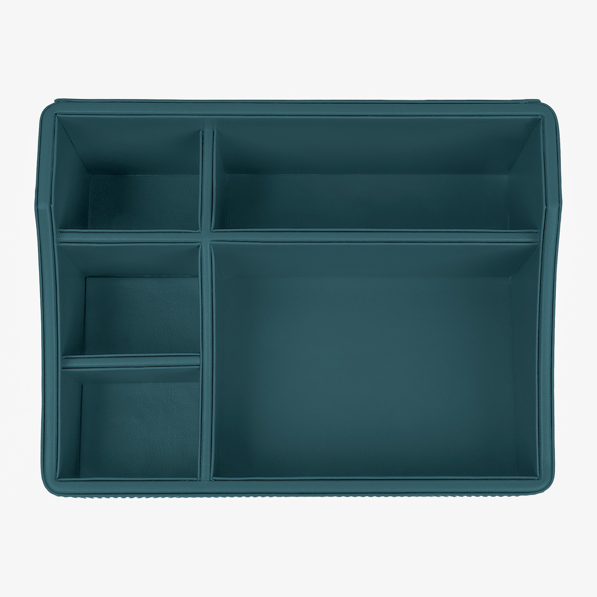 V-CUBE DESIGNS Premium Vegan Leather Desk Organizer - 5 Storage Compartments - Deep Teal