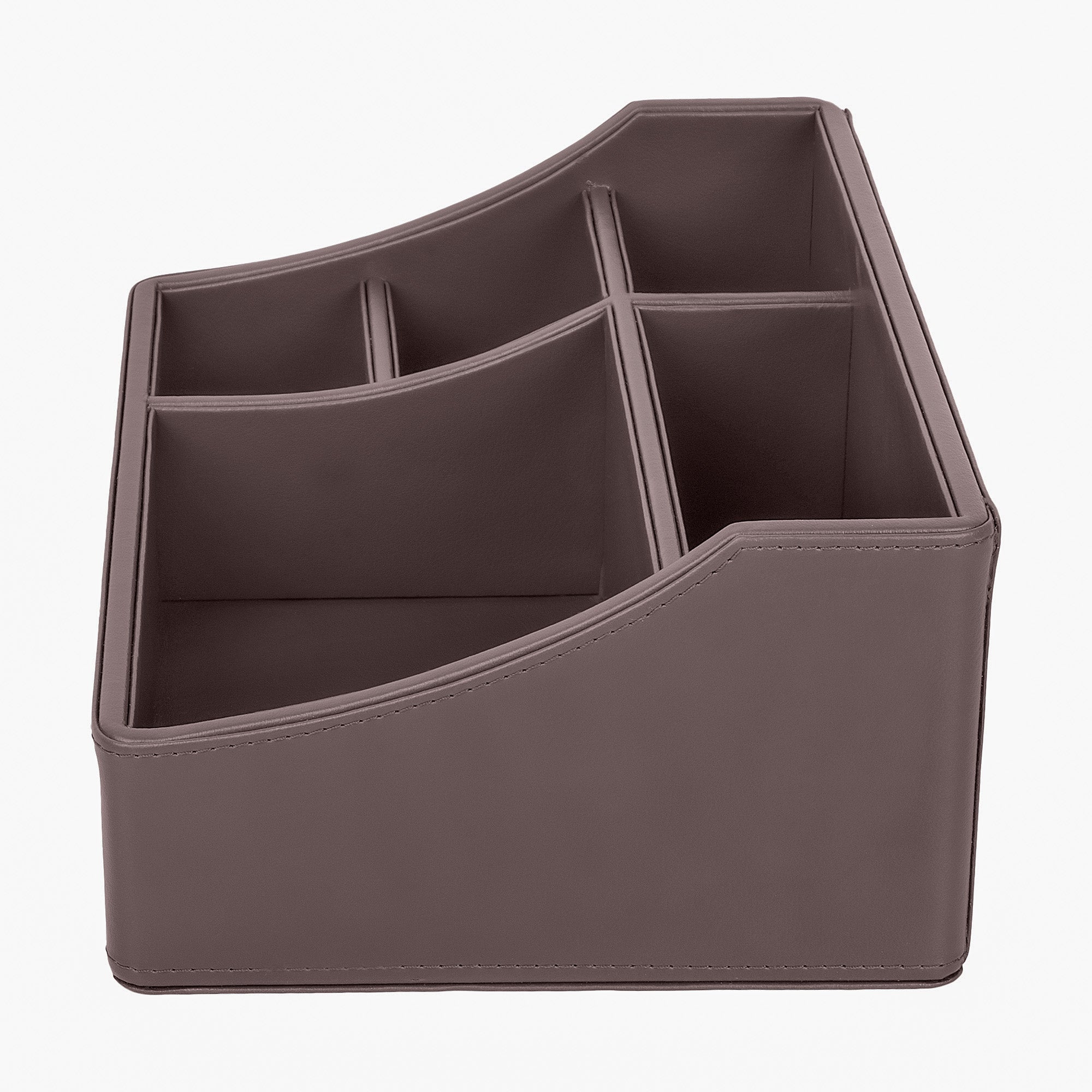 V-CUBE DESIGNS Premium Vegan Leather Desk Organizer - 5 Storage Compartments - Brown
