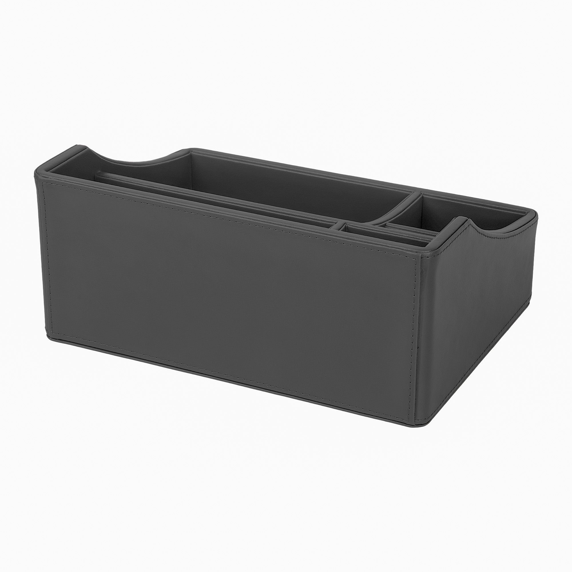 V-CUBE DESIGNS Premium Vegan Leather Desk Organizer - 5 Storage Compartments - Black