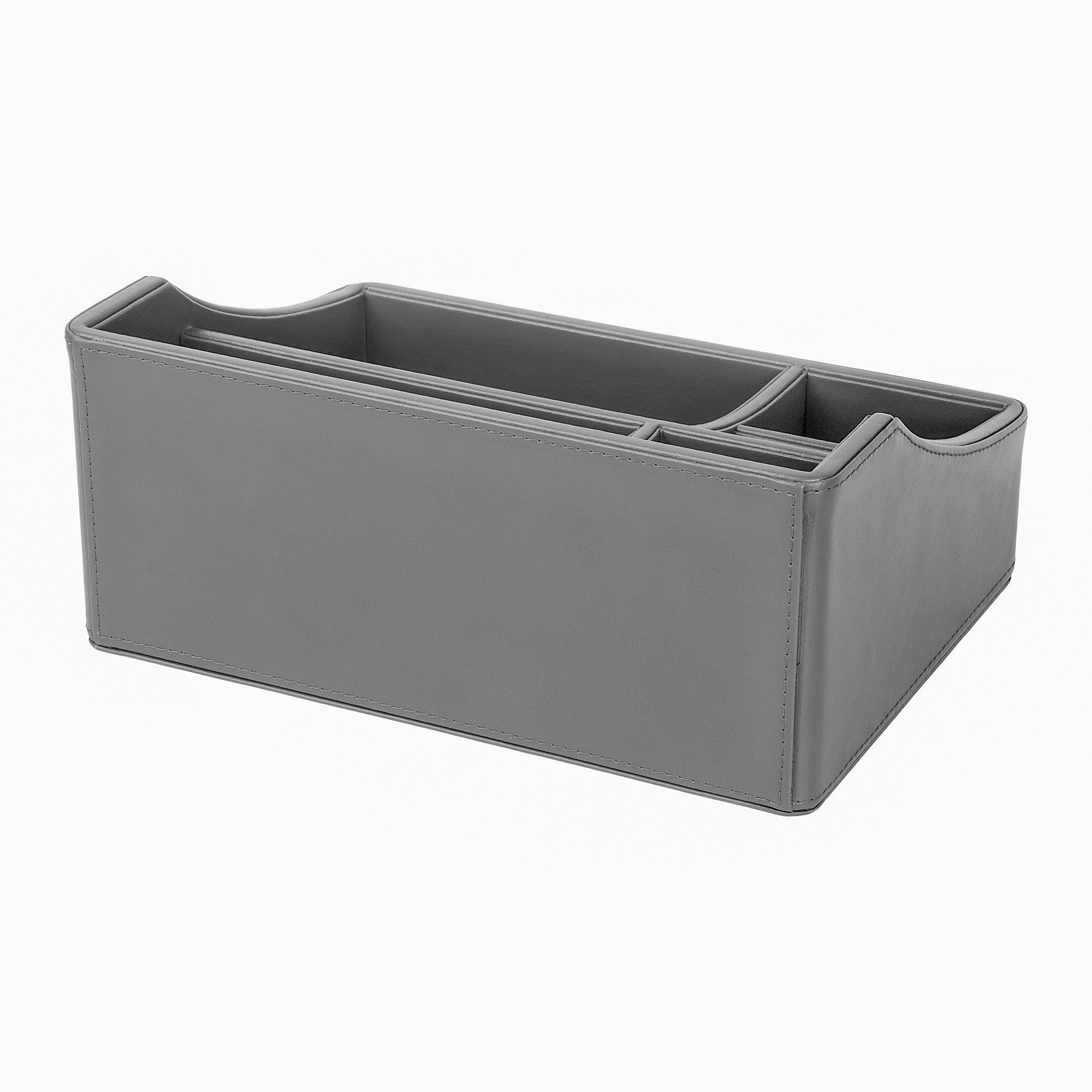 V-CUBE DESIGNS Premium Vegan Leather Desk Organizer - 5 Storage Compartments - Grey