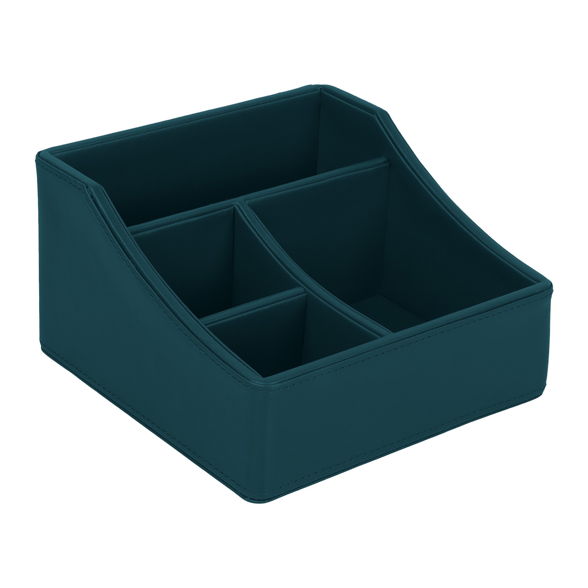V-CUBE DESIGNS Premium Vegan Leather Desk Organizer - 4 Storage Compartments - Deep Teal