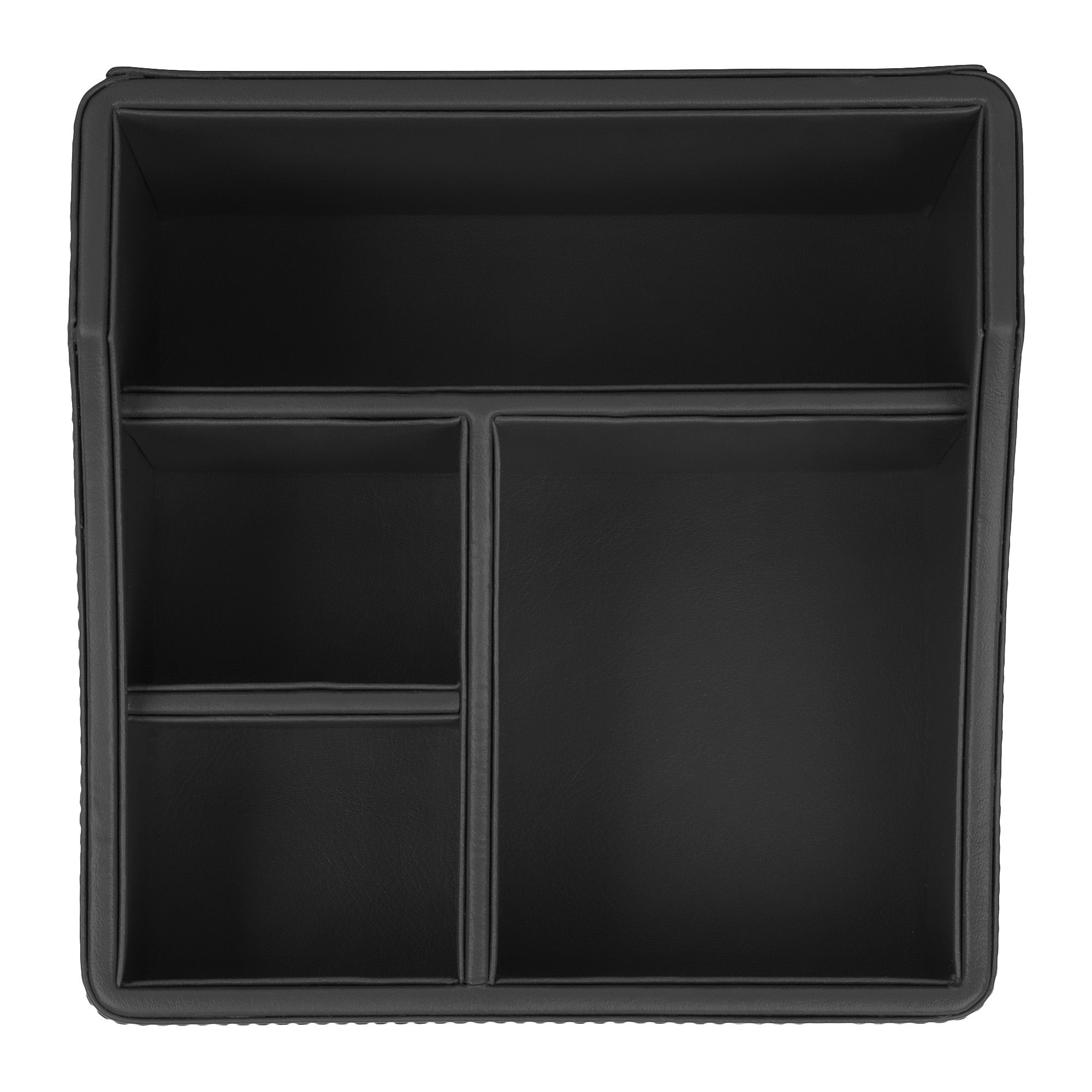 V-CUBE DESIGNS Premium Vegan Leather Desk Organizer - 4 Storage Compartments - Black