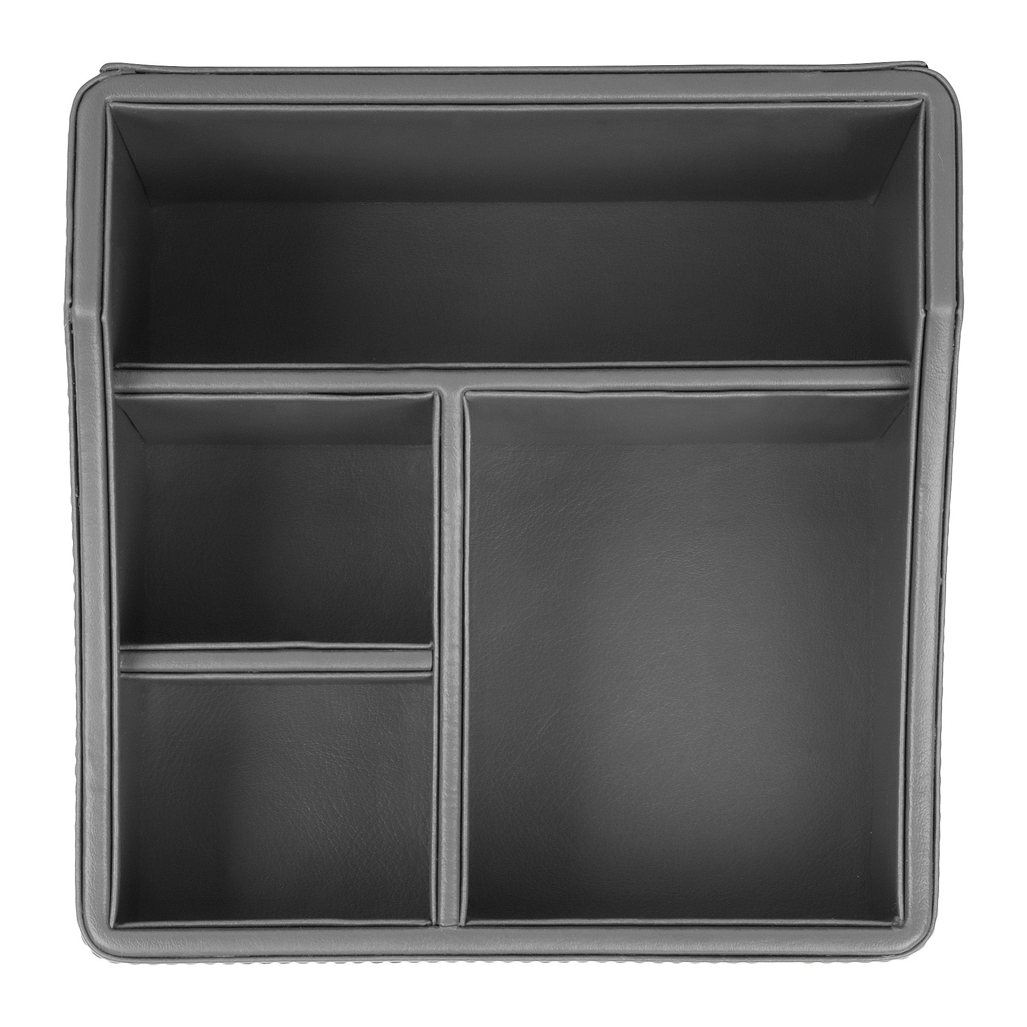 V-CUBE DESIGNS Premium Vegan Leather Desk Organizer - 4 Storage Compartments - Grey