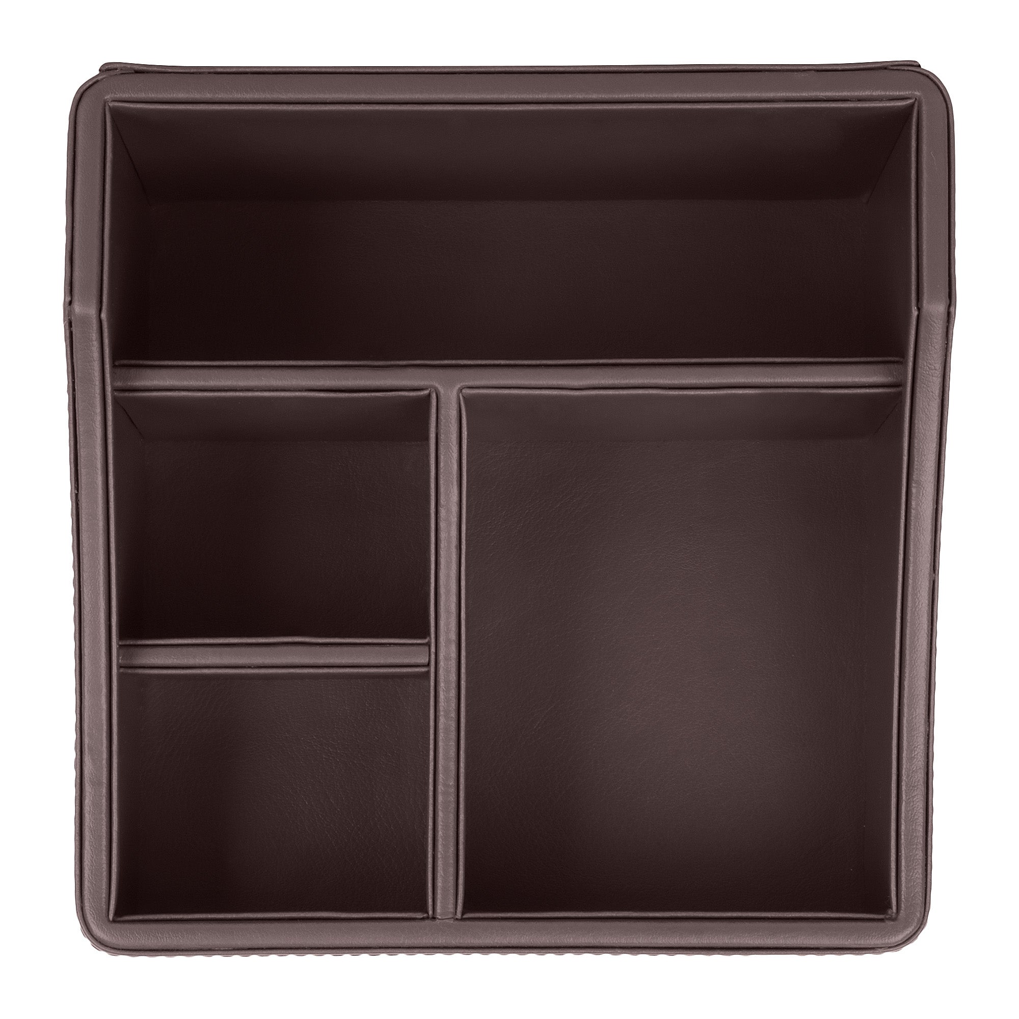 V-CUBE DESIGNS Premium Vegan Leather Desk Organizer - 4 Storage Compartments - Brown