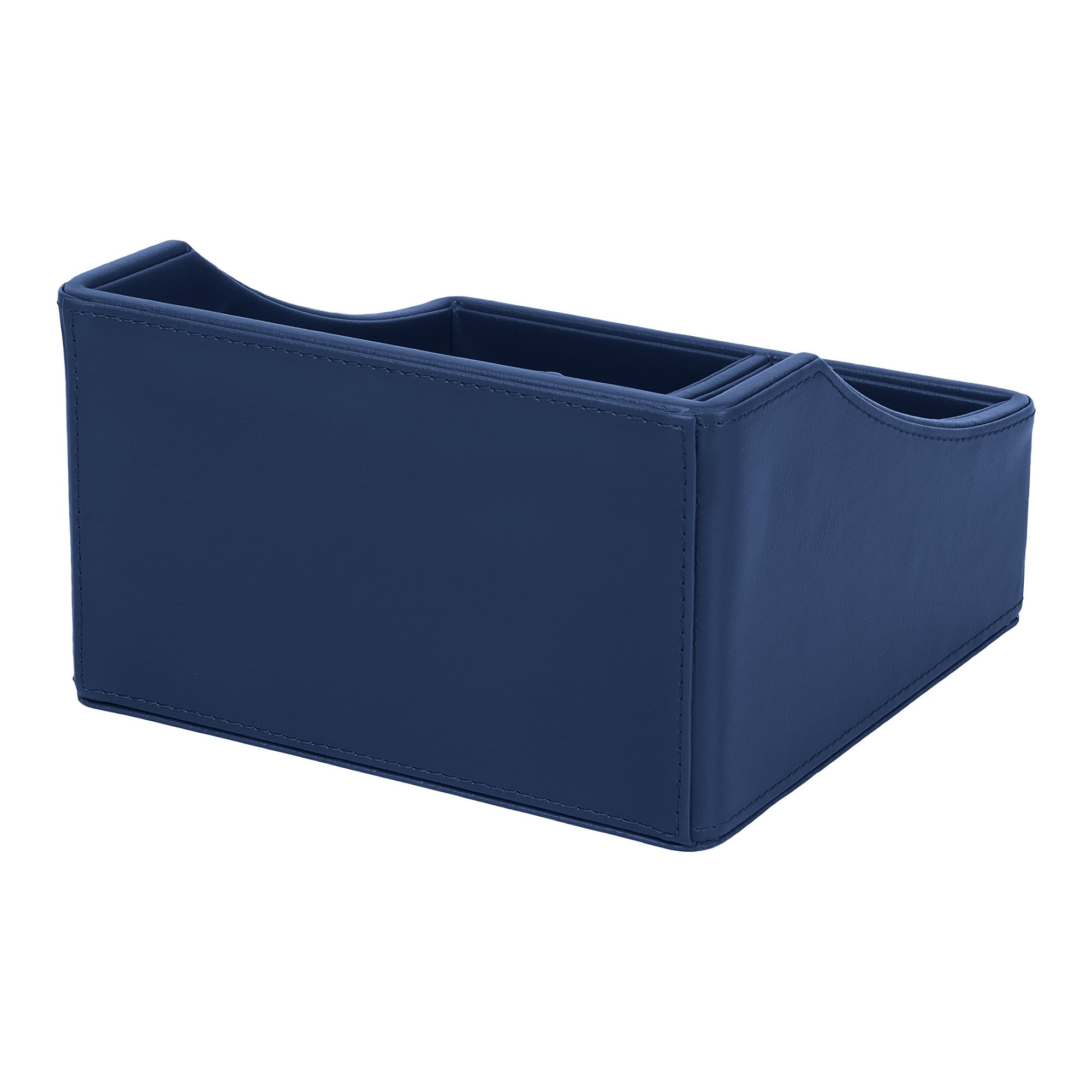 V-CUBE DESIGNS Premium Vegan Leather Desk Organizer - 4 Storage Compartments - Navy Blue