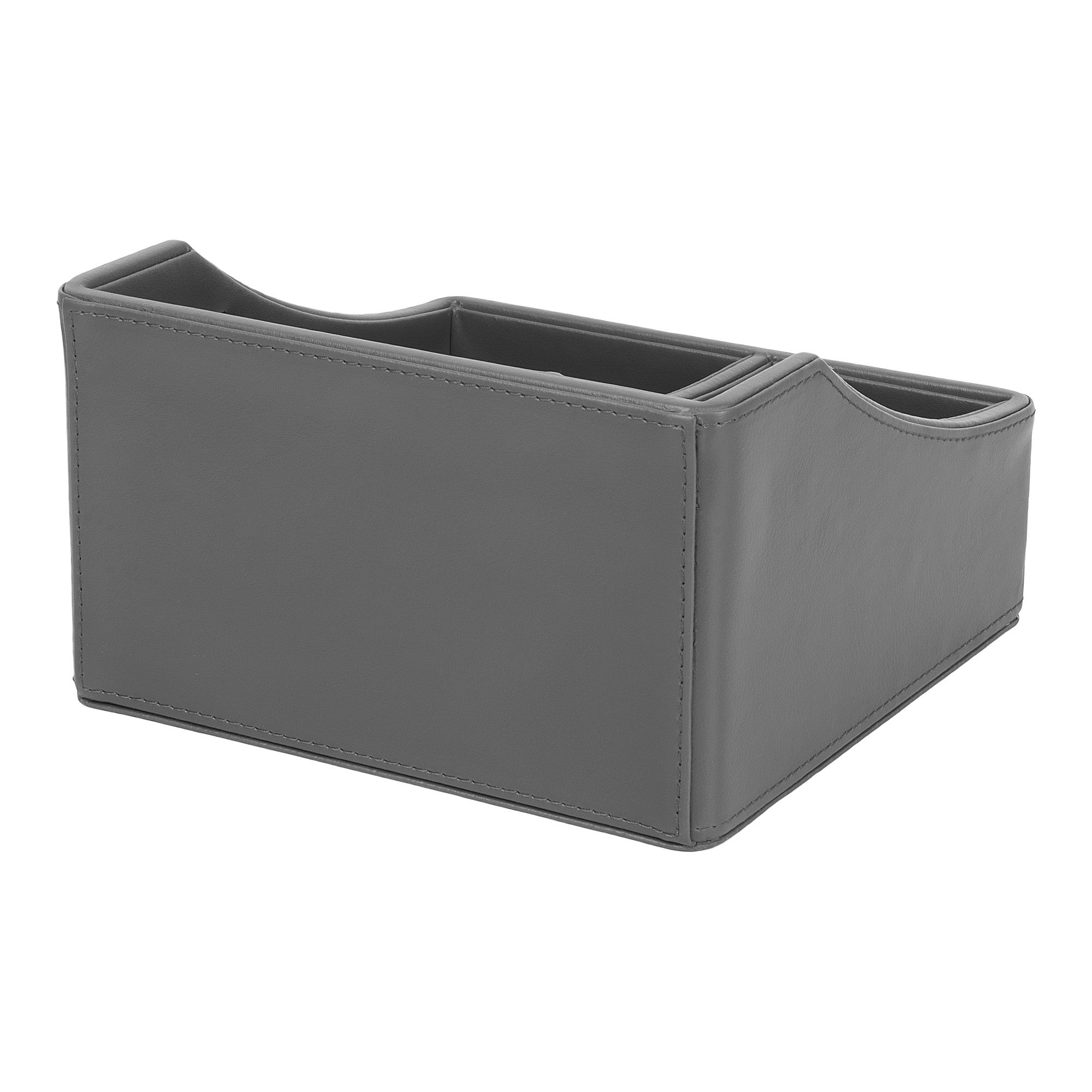 V-CUBE DESIGNS Premium Vegan Leather Desk Organizer - 4 Storage Compartments - Grey