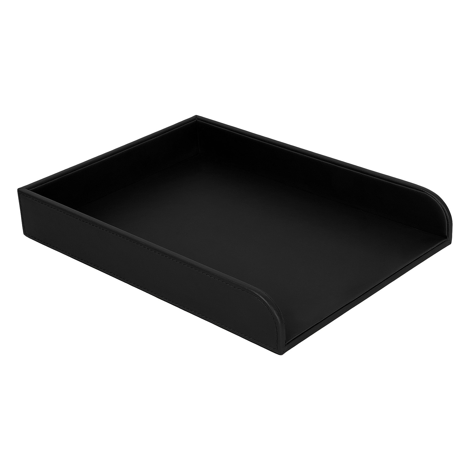 V-CUBE Designs Premium Vegan Leather Rectangular Paper Tray - Black
