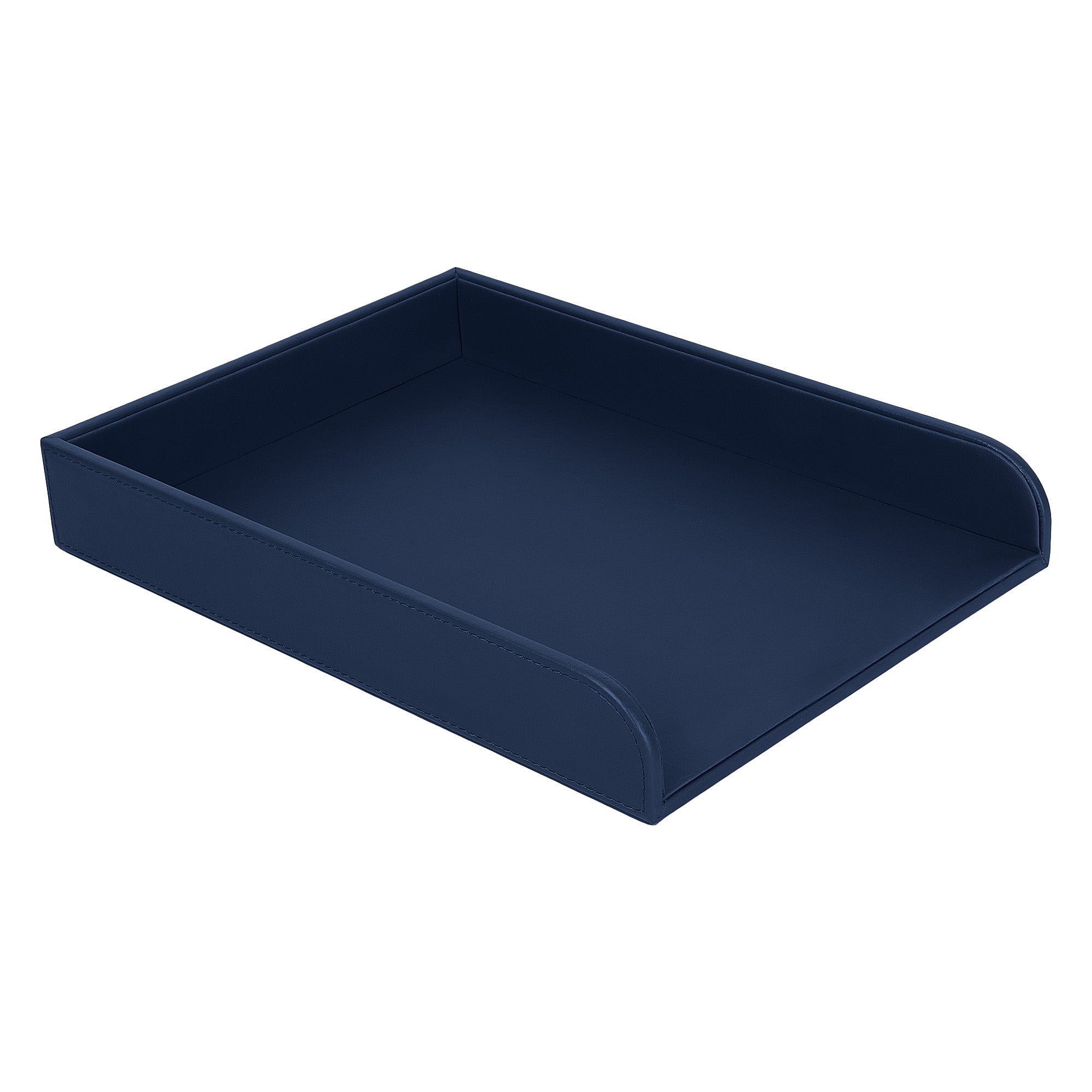 V-CUBE Designs Premium Vegan Leather Rectangular Paper Tray - Navy Blue