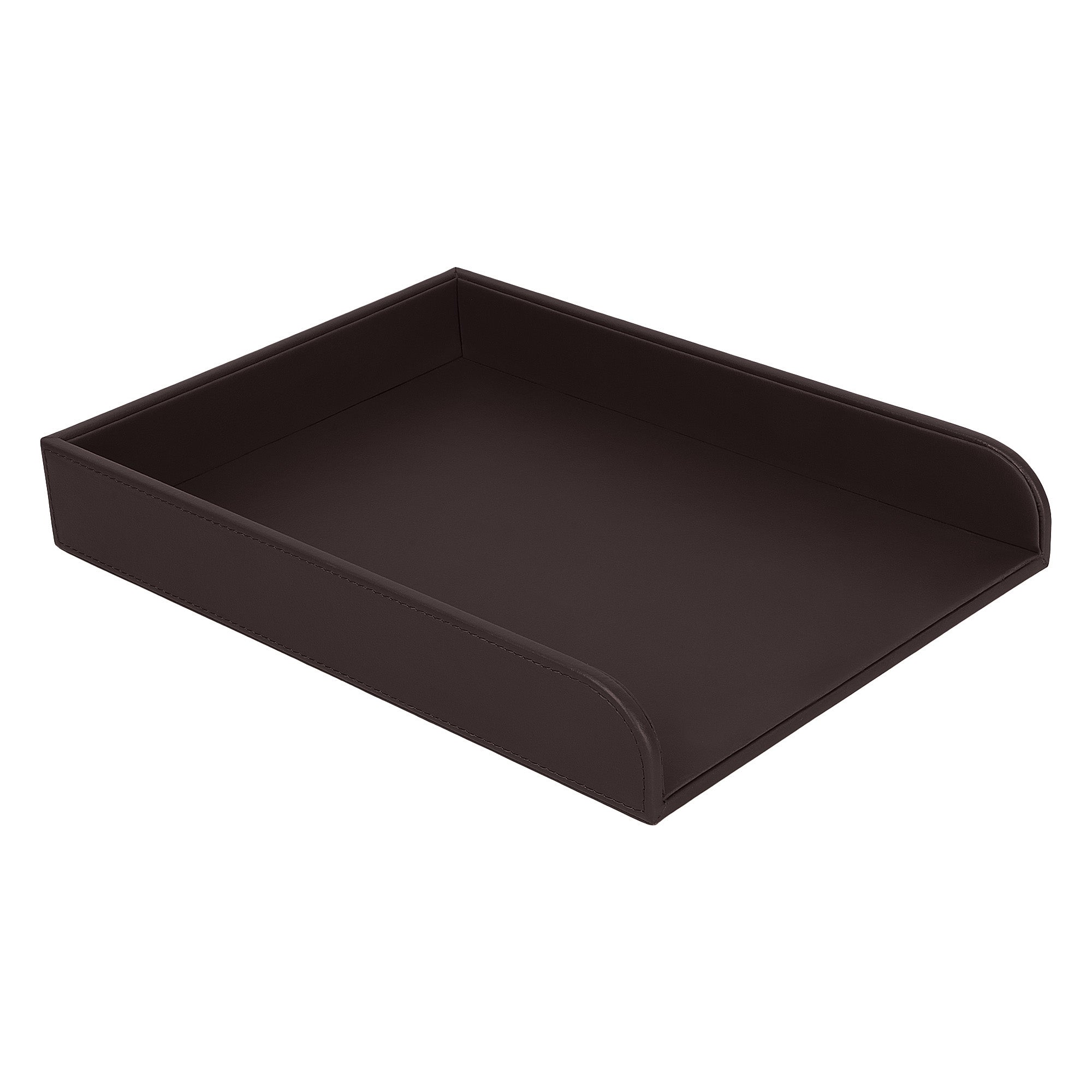 V-CUBE Designs Premium Vegan Leather Rectangular Paper Tray - Brown