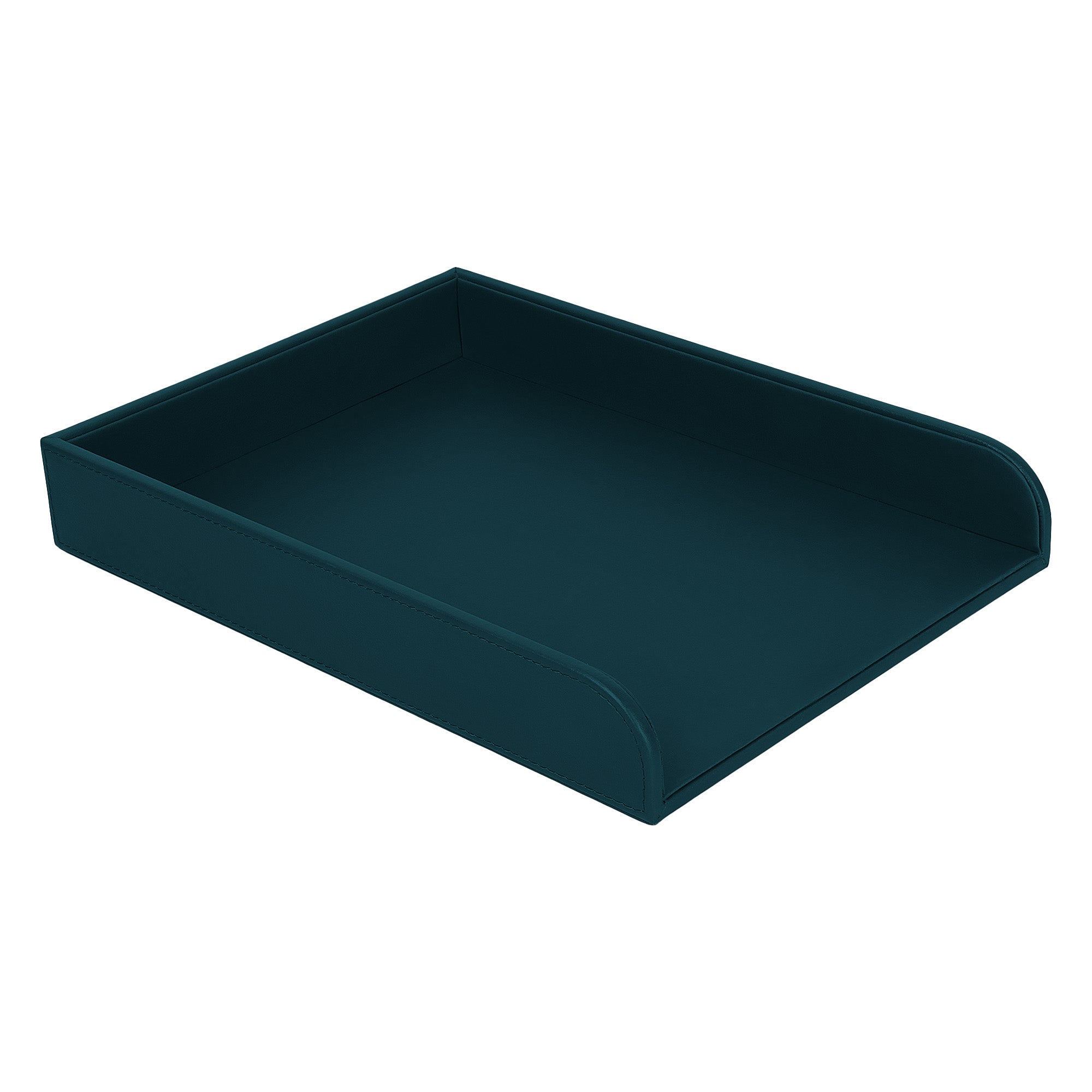 V-CUBE Designs Premium Vegan Leather Rectangular Paper Tray - Deep Teal