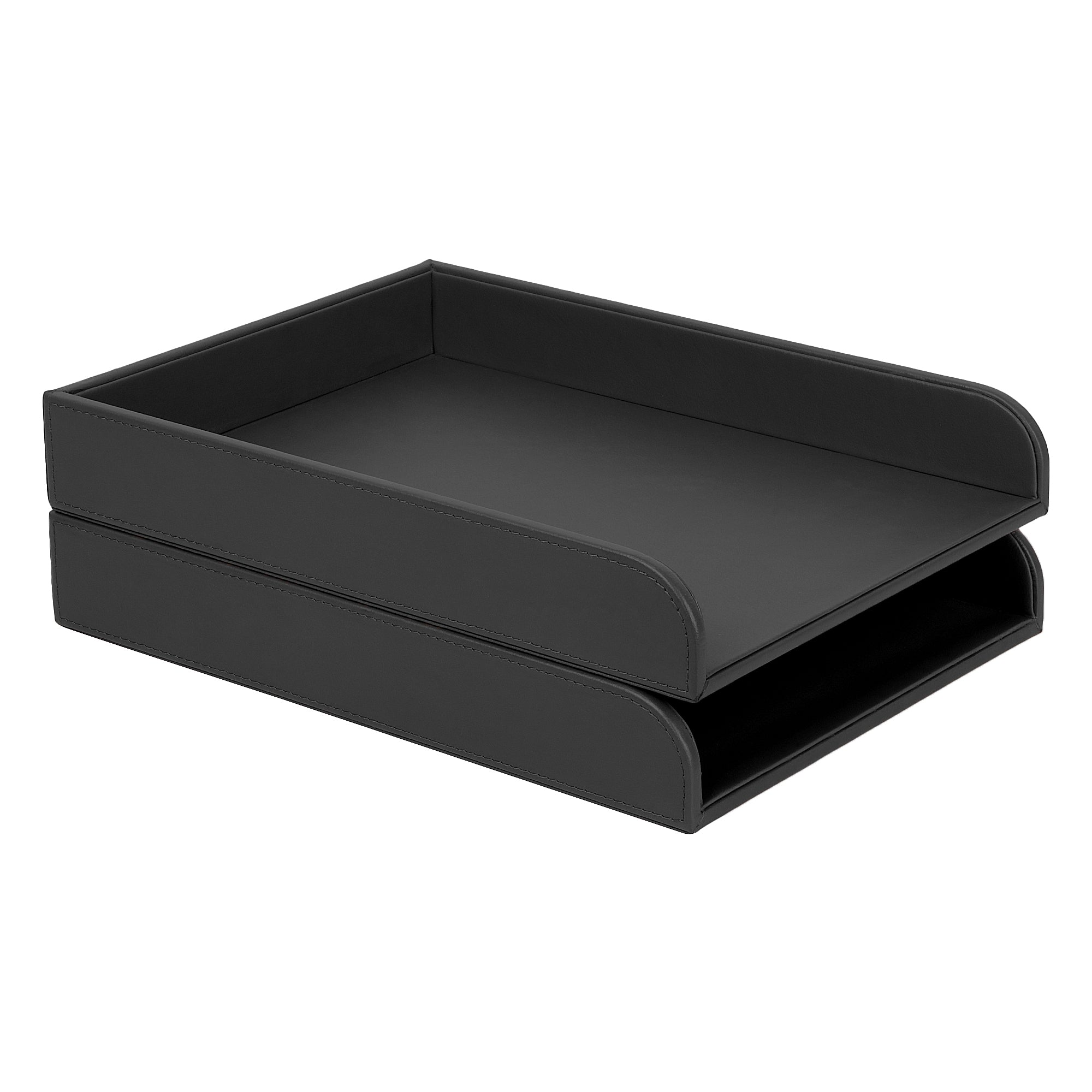 V-CUBE Designs Premium Vegan Leather Rectangular Paper Tray - Black