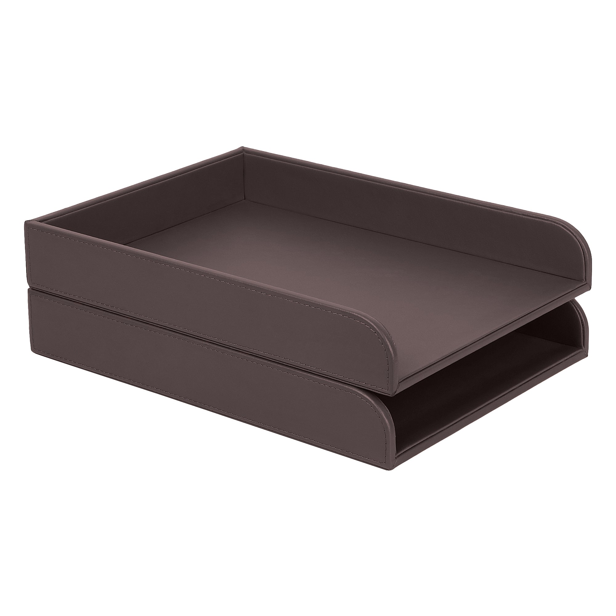 V-CUBE Designs Premium Vegan Leather Rectangular Paper Tray - Brown