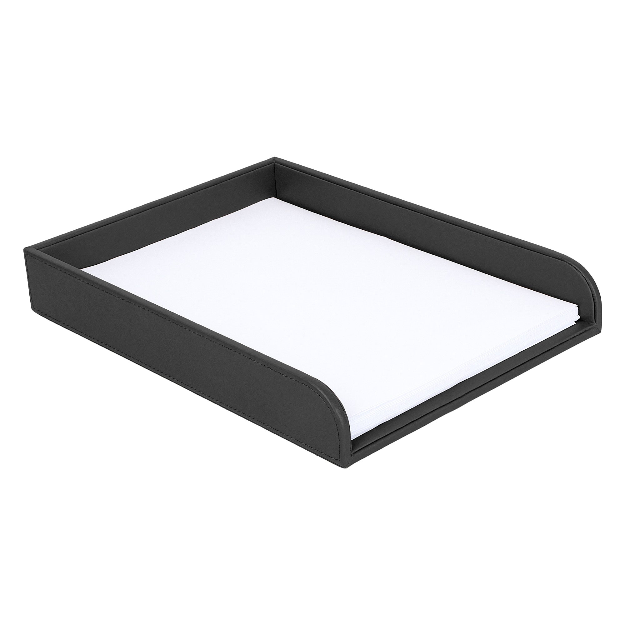 V-CUBE Designs Premium Vegan Leather Rectangular Paper Tray - Black